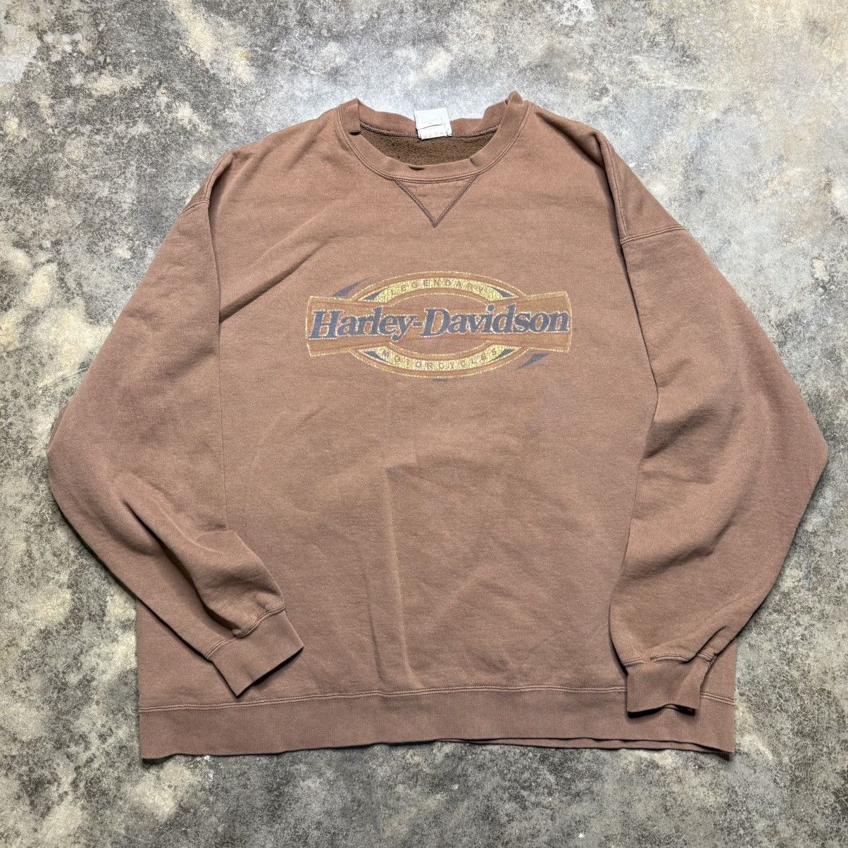 Vintage vintage harley davidson baggy biker faded brown sweatshirt Size US XL / EU 56 / 4 - 1 Thumbnail