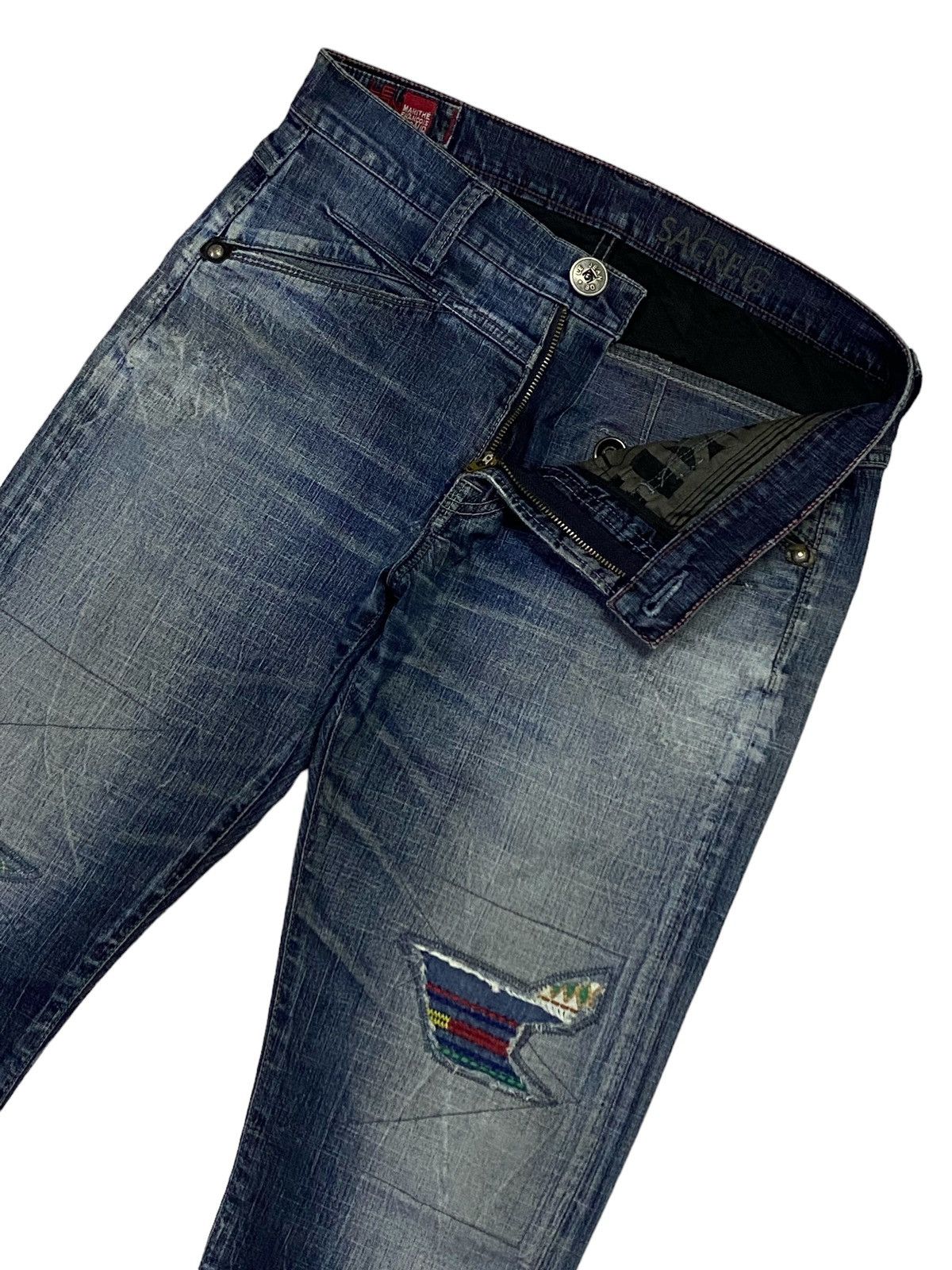 Marithe + Francois Girbaud Marithe Francois Girbaud Patchwork Ripped Distressed Denim Size US 32 / EU 48 - 19 Thumbnail