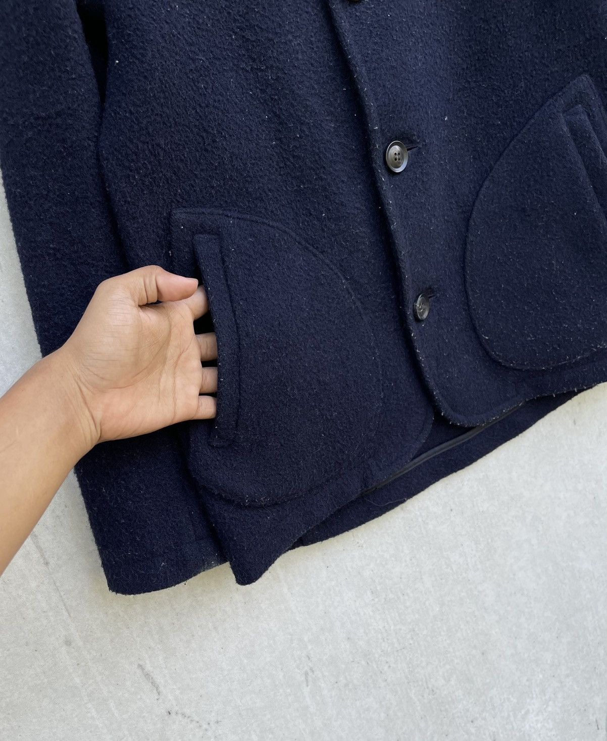 Danton DANTON JAPAN WOOL MOSSER COLLARLESS JACKET IN NAVY Size US S / EU 44-46 / 1 - 4 Thumbnail