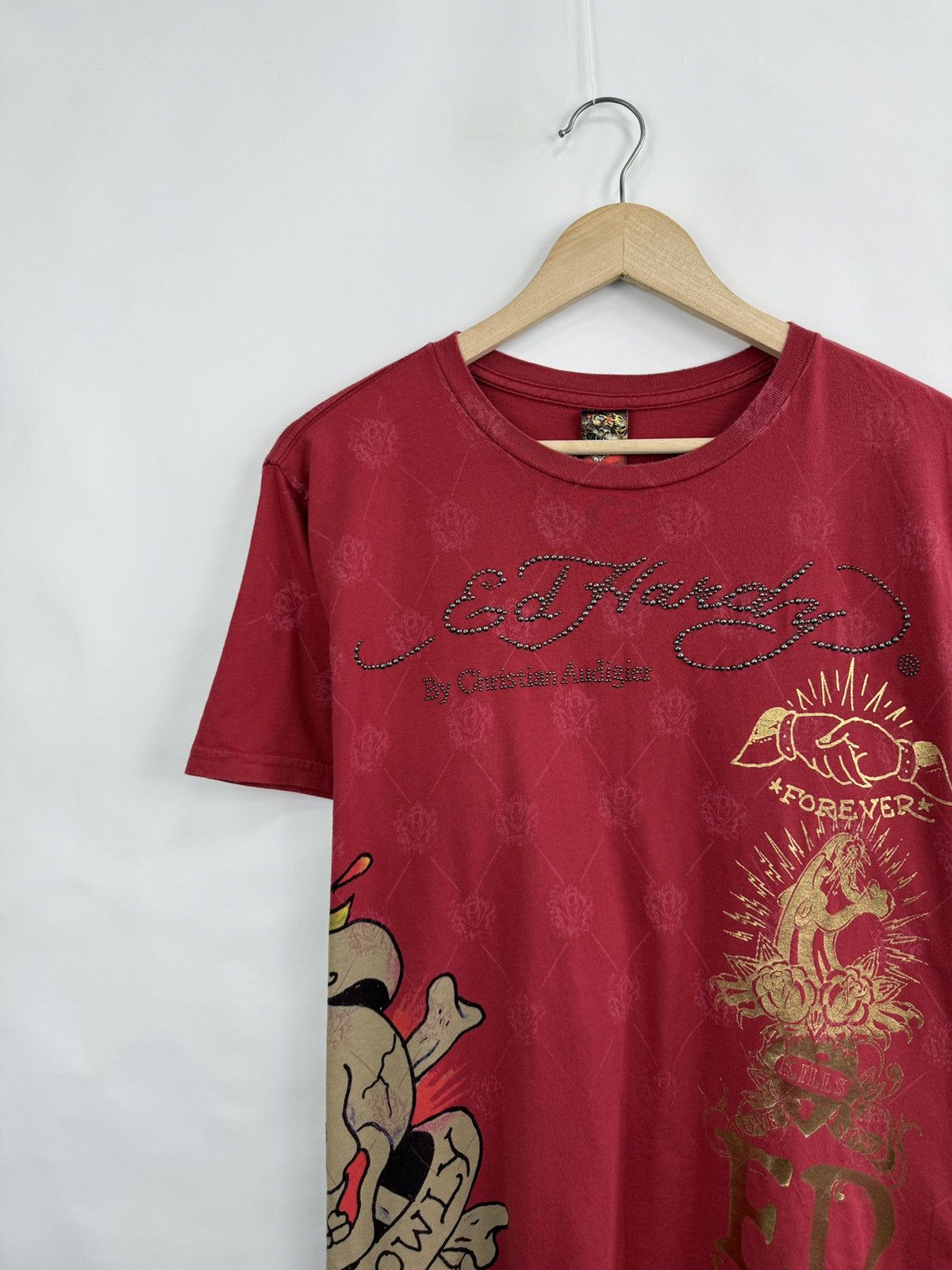 Ed Hardy 🇺🇸💀 Vintage ED Hardy Christian Audigier 7829 T-Shirt Retro Size US L / EU 52-54 / 3 - 2 Thumbnail