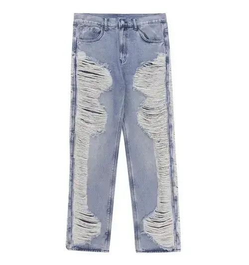 Japanese Brand × Jean Fully Distressed Side Seam Ripped Denim Straight-Fit Jeans Size US 32 / EU 48 - 3 Thumbnail
