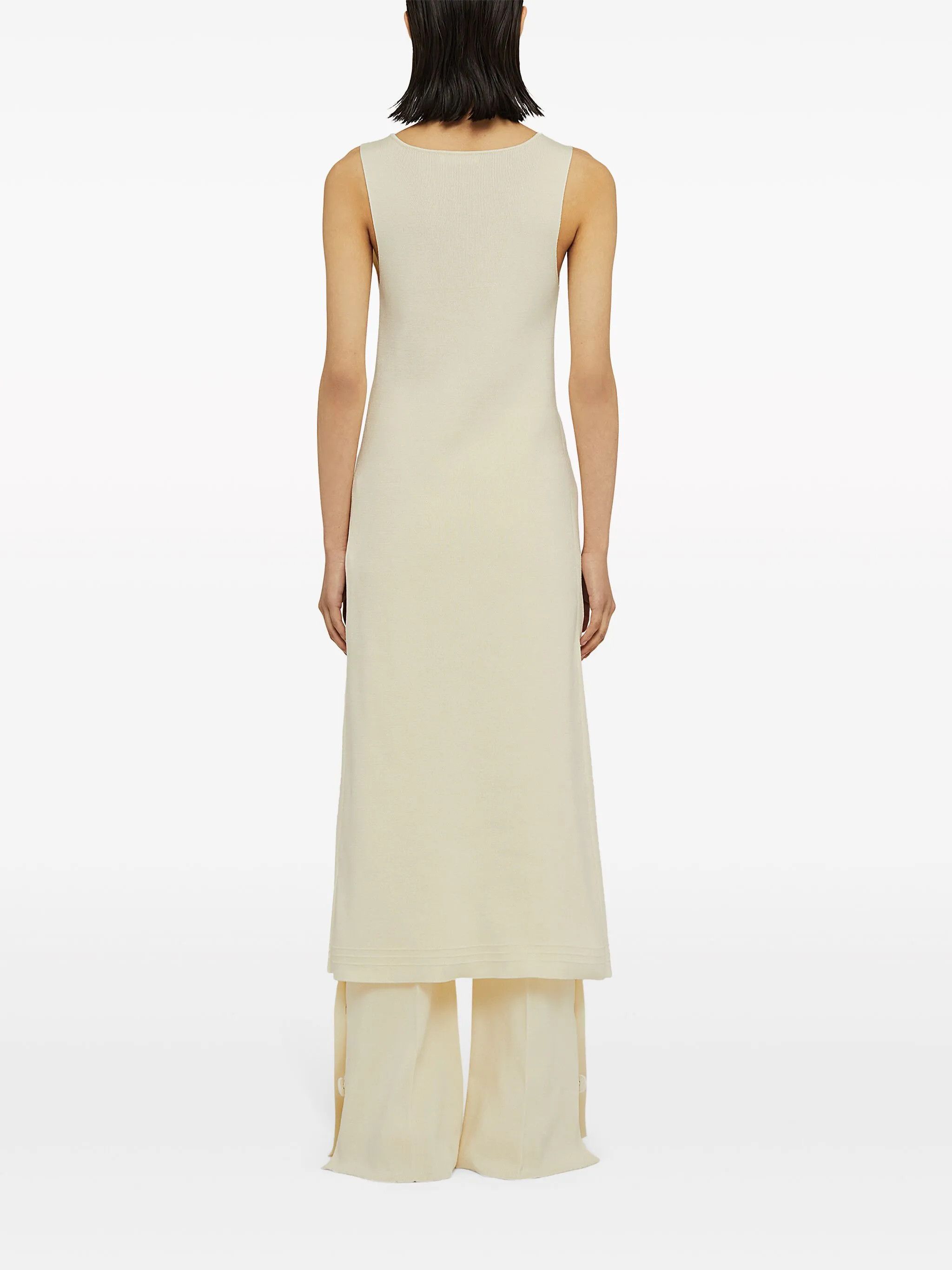 Jil Sander o1w1db10825 V-Neck Midi Dress in Ivory Size XL / US 12-14 / IT 48-50 - 3 Thumbnail