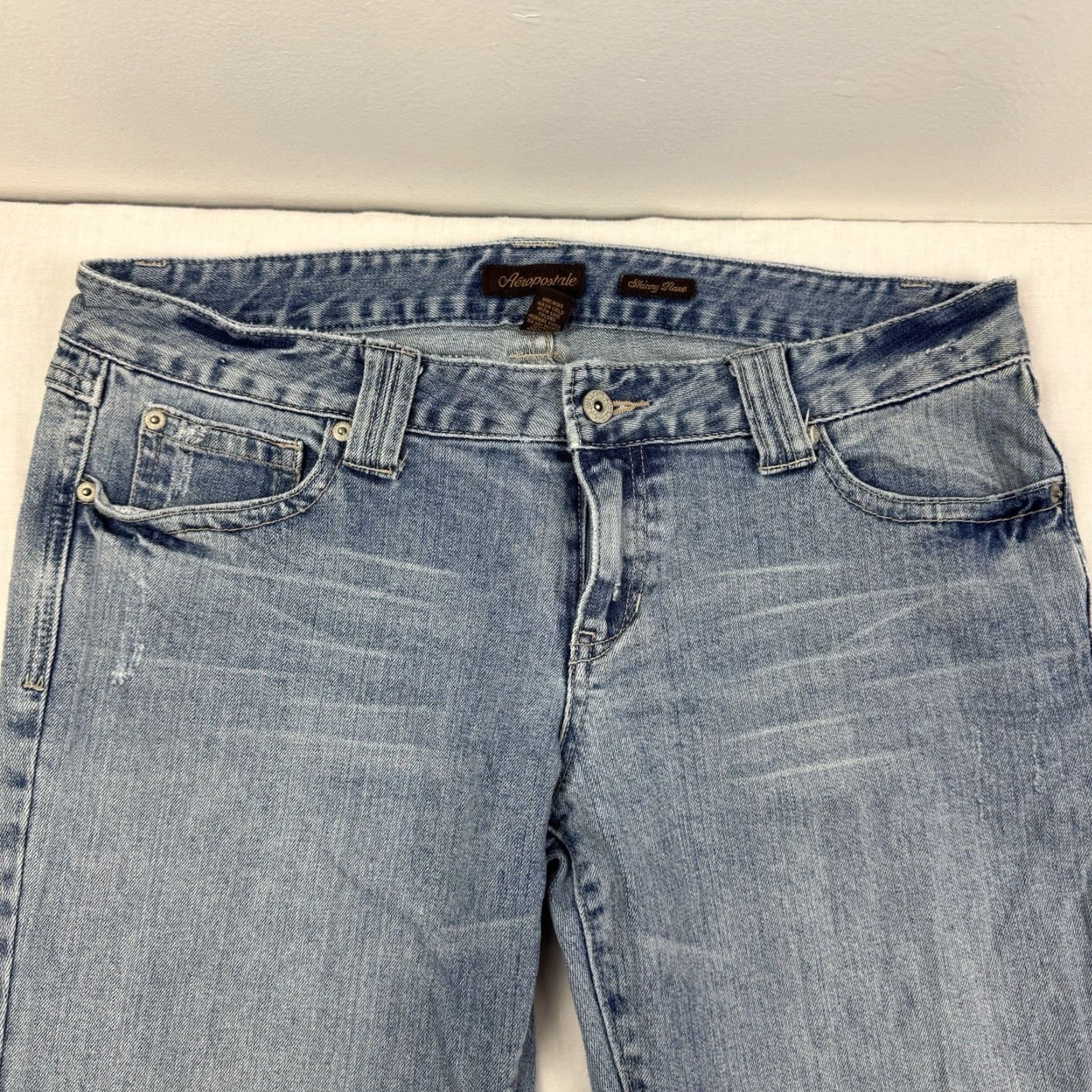 Vintage Y2K Aeropostale Skinny Jeans Womens 13/14R Hipster Punk Hippie 2000s Blue Slim Straight Vintage Jeans Womens Size 34" / US 12 / IT 48 - 4 Thumbnail