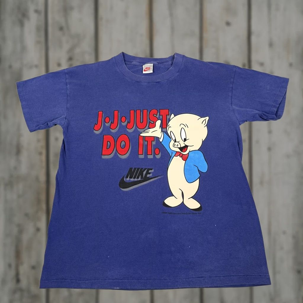Nike VINTAGE Nike Shirt Mens M Blue Porky Pig Looney Tunes 90s Graphic Tee Size US M / EU 48-50 / 2 - 1 Thumbnail