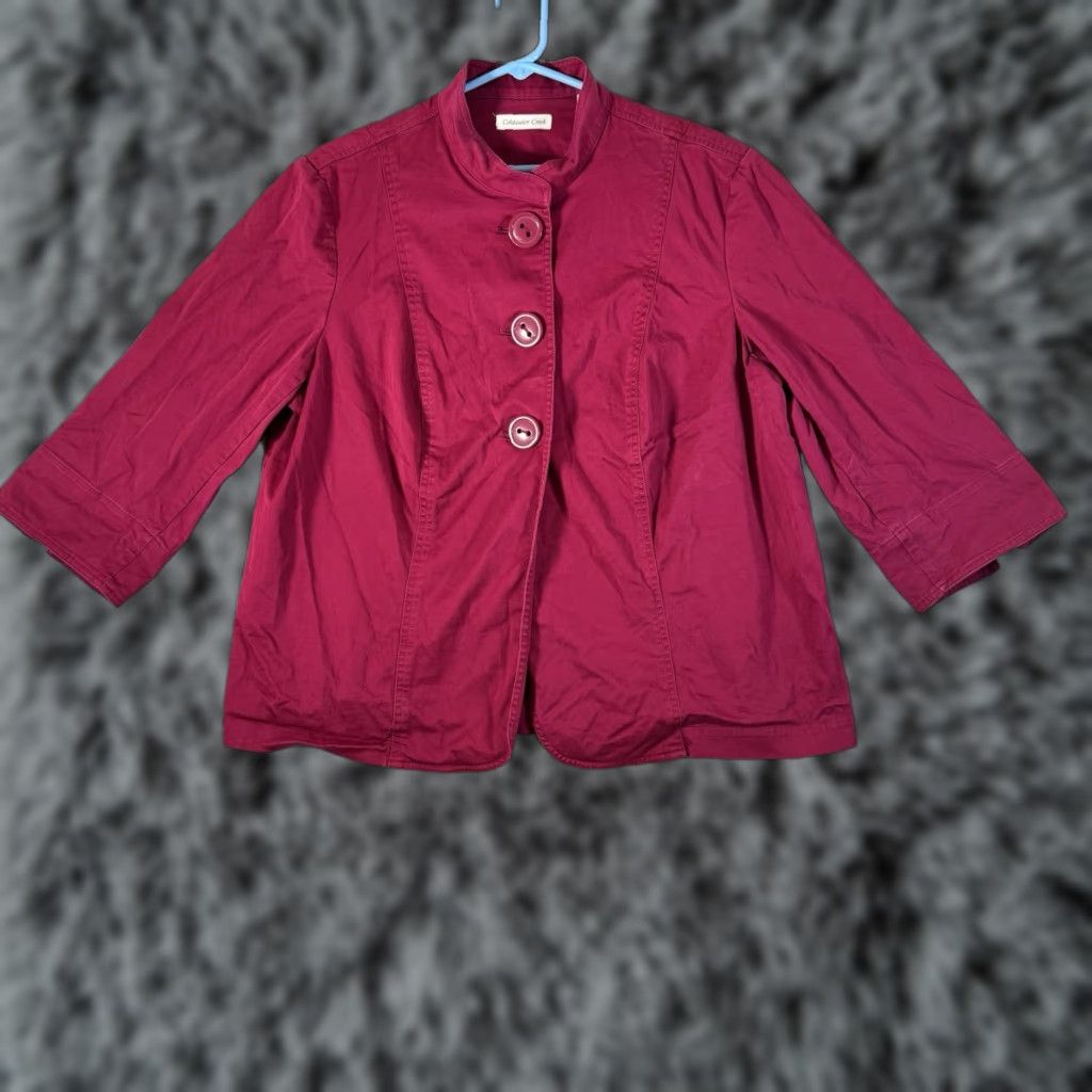 Coldwater Creek VINTAGE Coldwater Creek Mandarin Collar Swing Jacket 18W Women Plus Red Cotton Spandex 3/4 Sleeve Button Casual Size XXL / US 16-18 / IT 52-54 - 1 Thumbnail