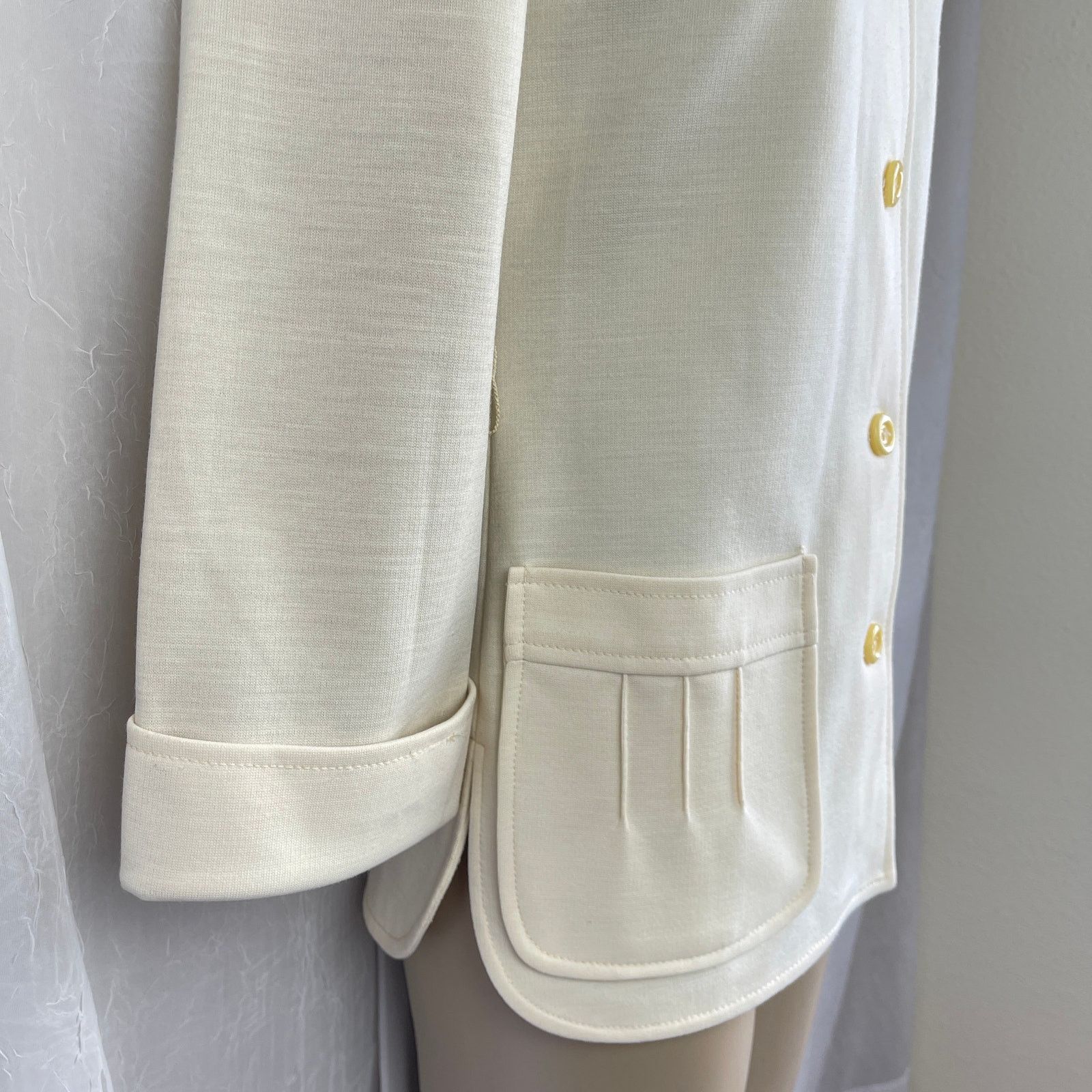Vintage VTG 70’s Cream Blazer Jacket & High Waist Pants Suit Set XS Size 24" / US 00 / IT 34 - 4 Thumbnail
