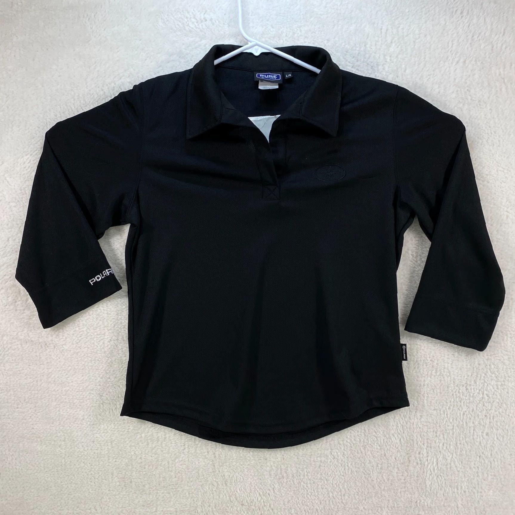 Vintage Polaris Polo Shirt L Womens Black 3/4 Sleeve Embroidered Pure Size L / US 10 / IT 46 - 2 Thumbnail