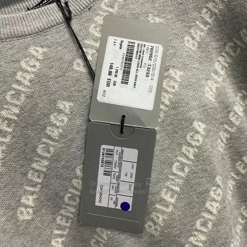 Balenciaga Balenciaga Gray Logo Knit Sweater. Size US XS / EU 42 / 0 - 6 Thumbnail