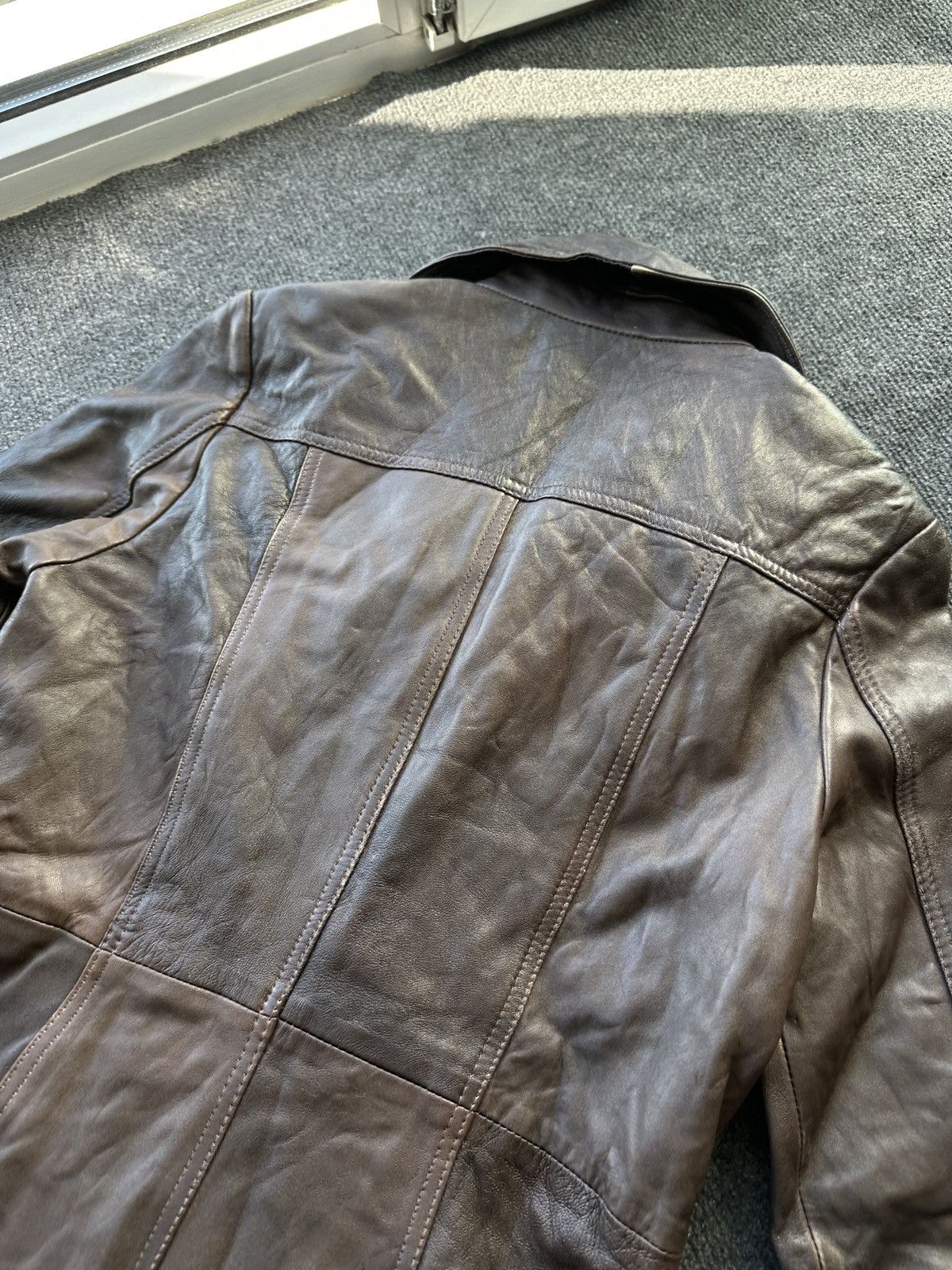 Other LEATHER TRENCH COAT 🚨 DARK BROWN LUXURY WOMEN SIZE S BUTTON Size S / US 4 / IT 40 - 15 Thumbnail