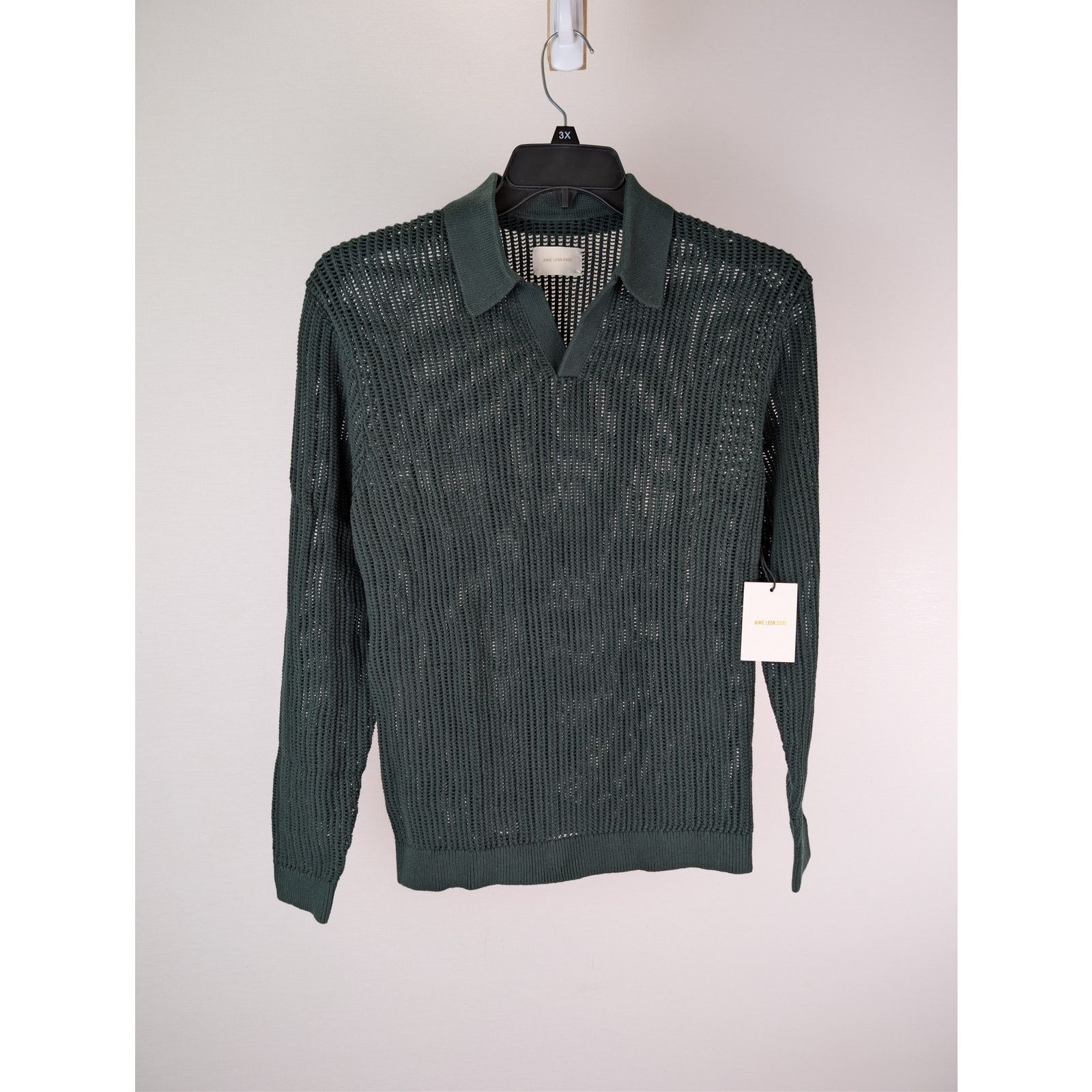 Aime Leon Dore o1rshd1 Long Sleeve Mesh Polo Shirt in Scarab Green Size US S / EU 44-46 / 1 - 1 Thumbnail