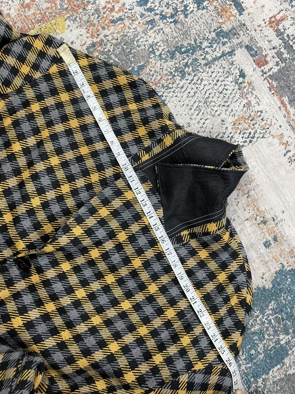 Zara Zara Man Mustard Black Plaid Long Coat Size US M / EU 48-50 / 2 - 12 Thumbnail