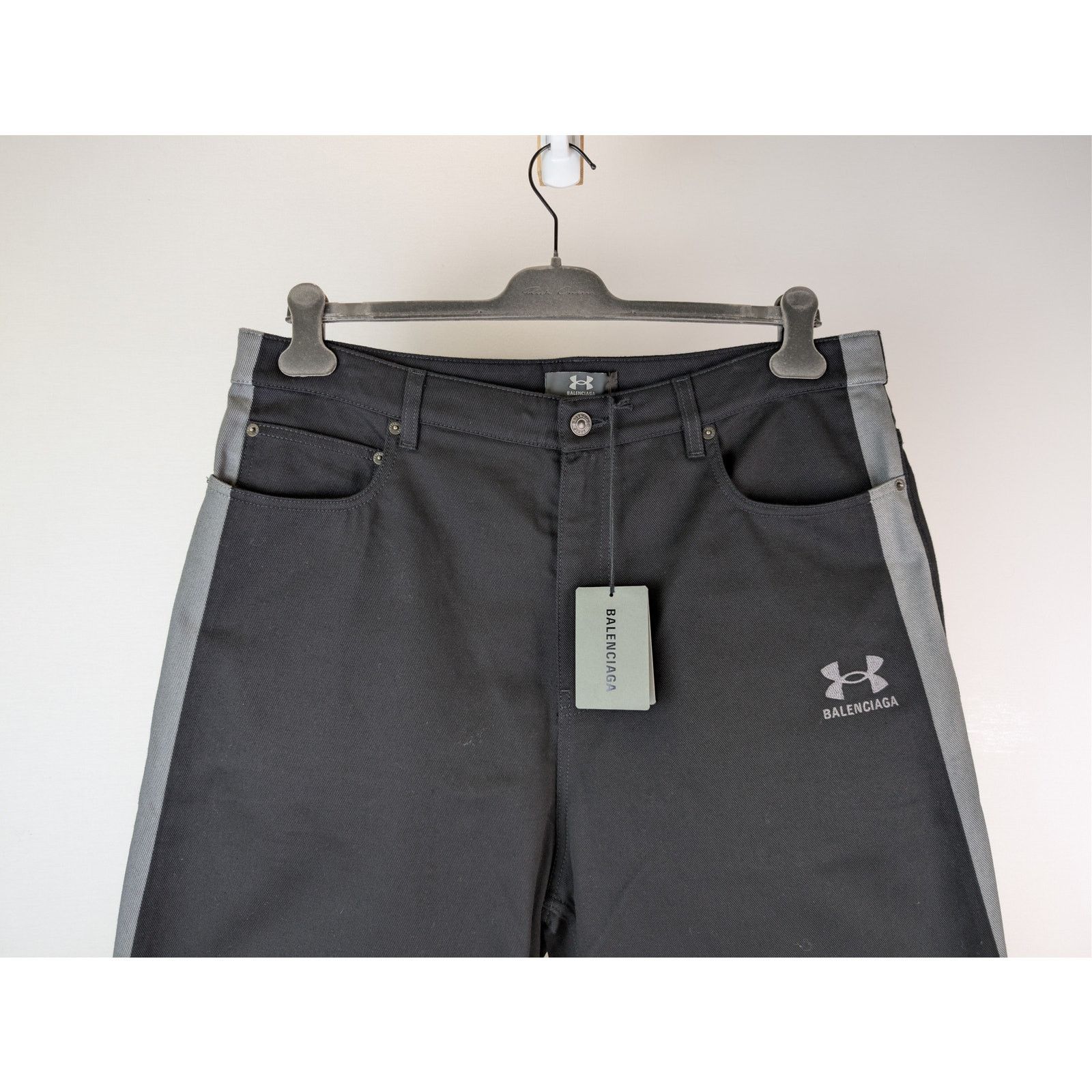 Balenciaga × Under Armour o1rshd1 TSUI Twill Denim Tracksuit Denim Pants Jeans Black Size US 30 / EU 46 - 2 Thumbnail