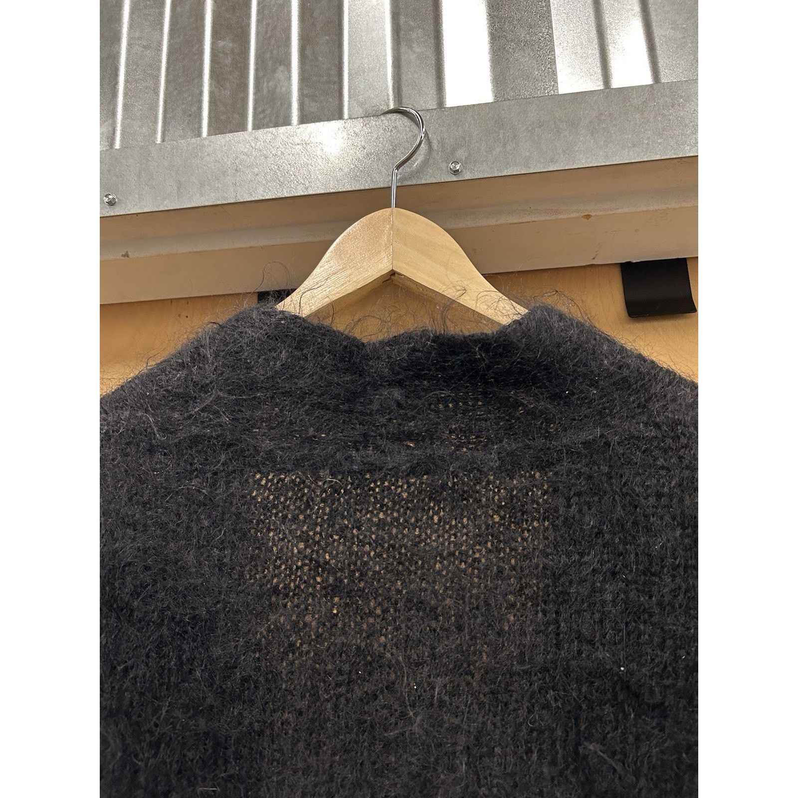 Handmade Black Mohair Shaggy Cardigan Sweater Size XL Cobain Fuzzy Size US XL / EU 56 / 4 - 8 Thumbnail
