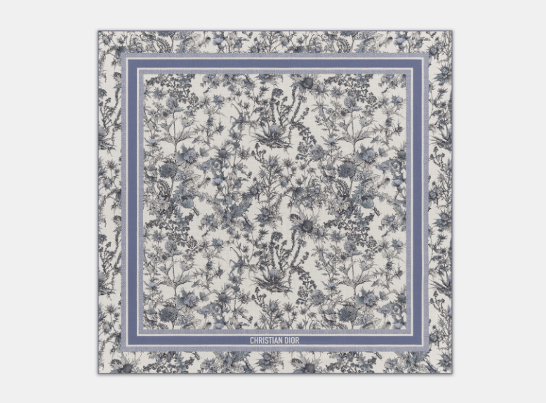 Dior o1w1db11125 51CAR1 Size : OS / Chardons Shawl in Ivory/Blue Size ONE SIZE - 1 Thumbnail