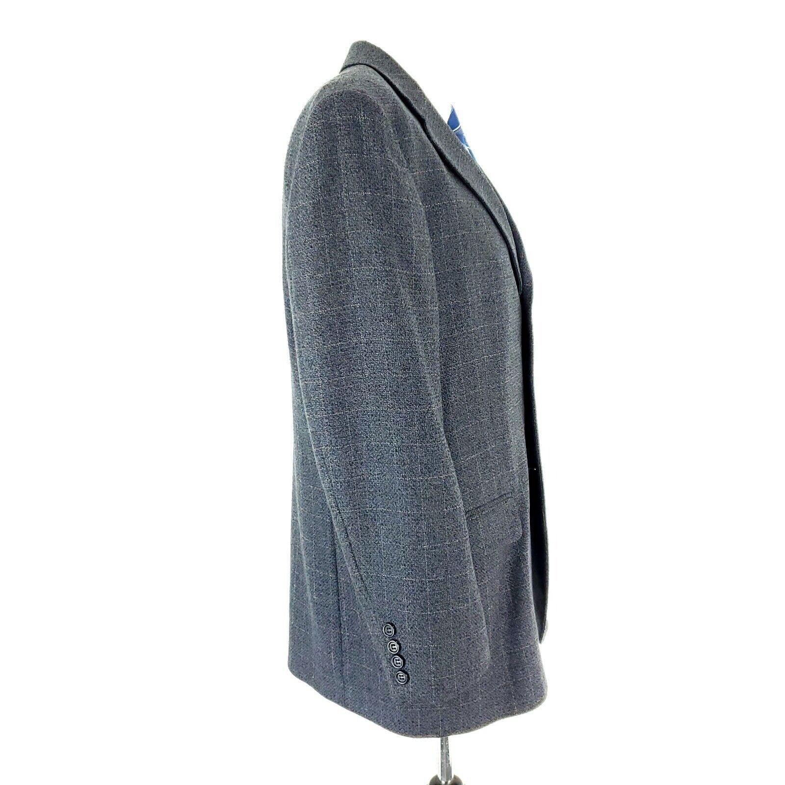 Pronto Uomo Pronto Uomo Wool 3 Button Blazer 42R Gray Blue W/ Brown Wind Size 42R - 7 Thumbnail