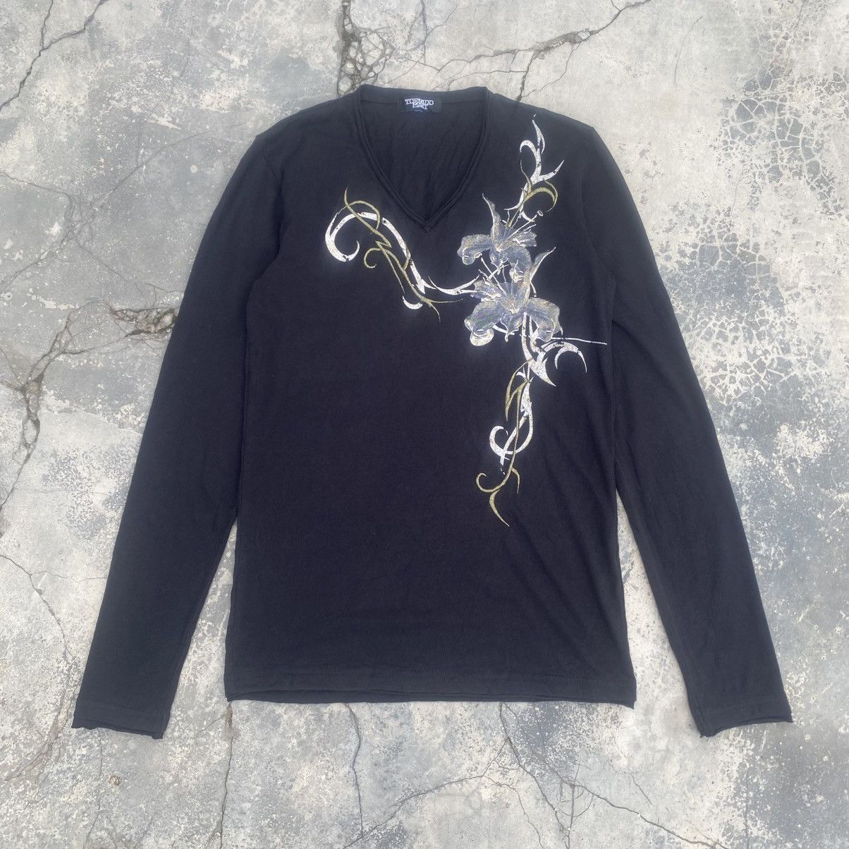 トップス 00s Tornado mart Tribal Long Sleeve Tee Tornado Mart Japaanese Tribal Black Dark Tornado Mart LongSleeve
