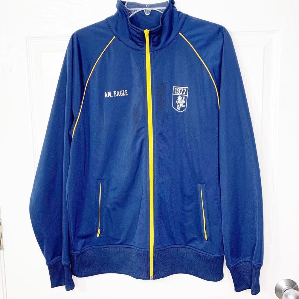 American Eagle Outfitters Vintage American Eagle Full Zip Track Jacket Navy Gold Men L Size US L / EU 52-54 / 3 - 1 Thumbnail