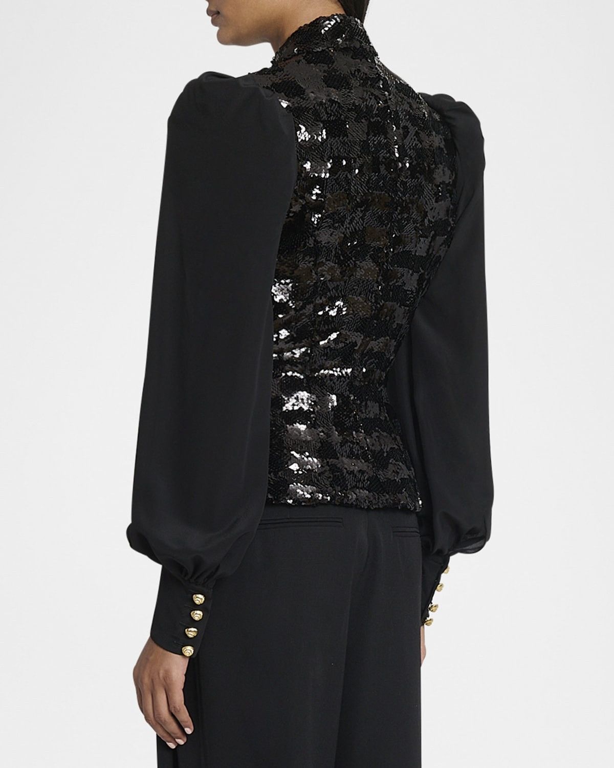 o1s1wg111025 Sequined Double-Breasted Blazer in Black