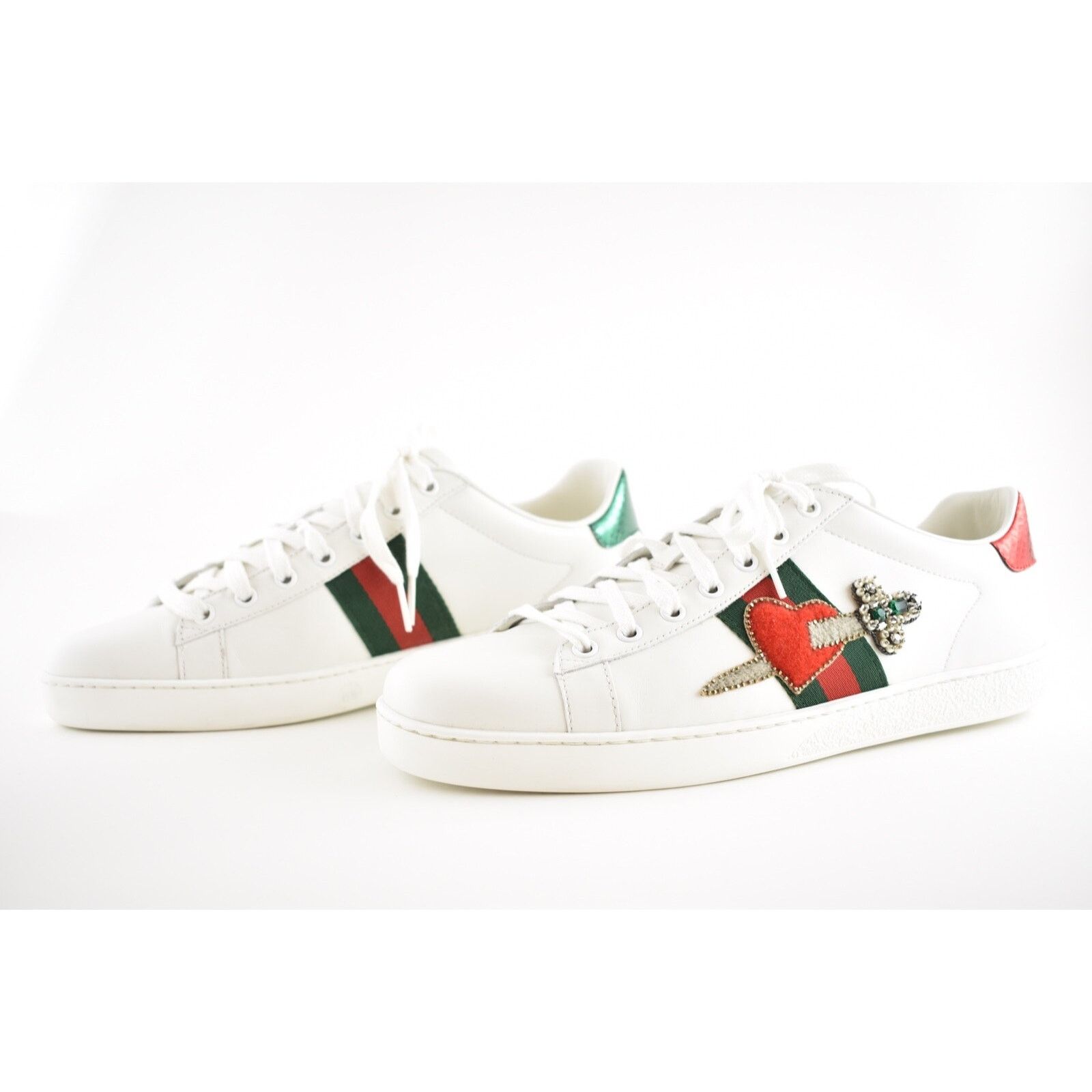 Gucci Gucci New Leather Red Heart Dagger Flat Trainer Sneaker 41.5 Size US 11.5 / IT 41.5 - 10 Thumbnail