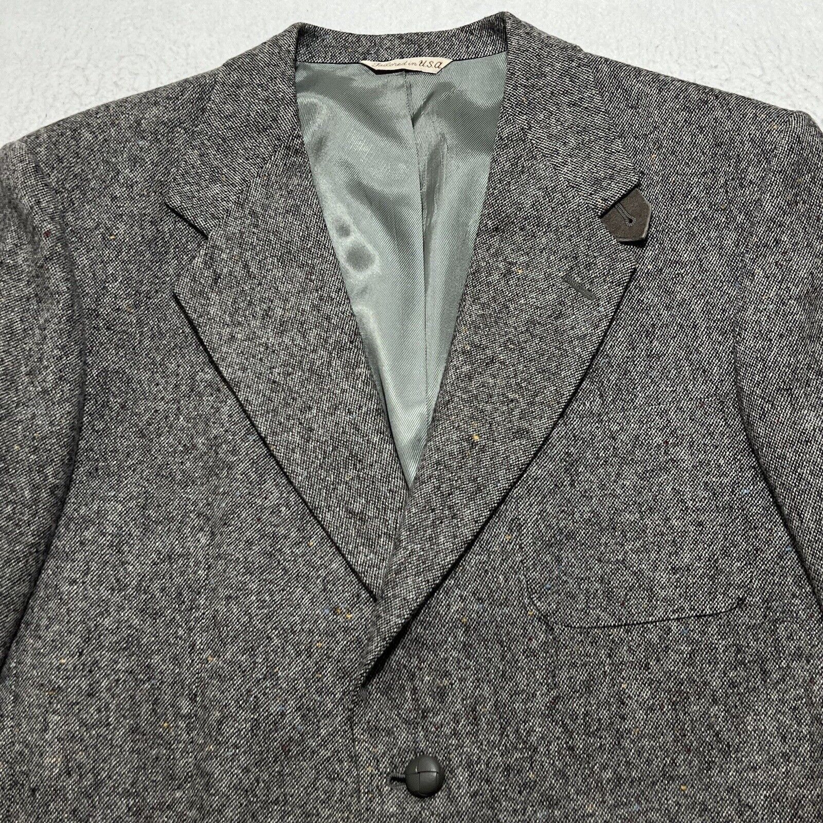Stafford Options by Stafford Tweed Virgin Wool Sport Coat Elbow Pads Size 42R - 2 Thumbnail