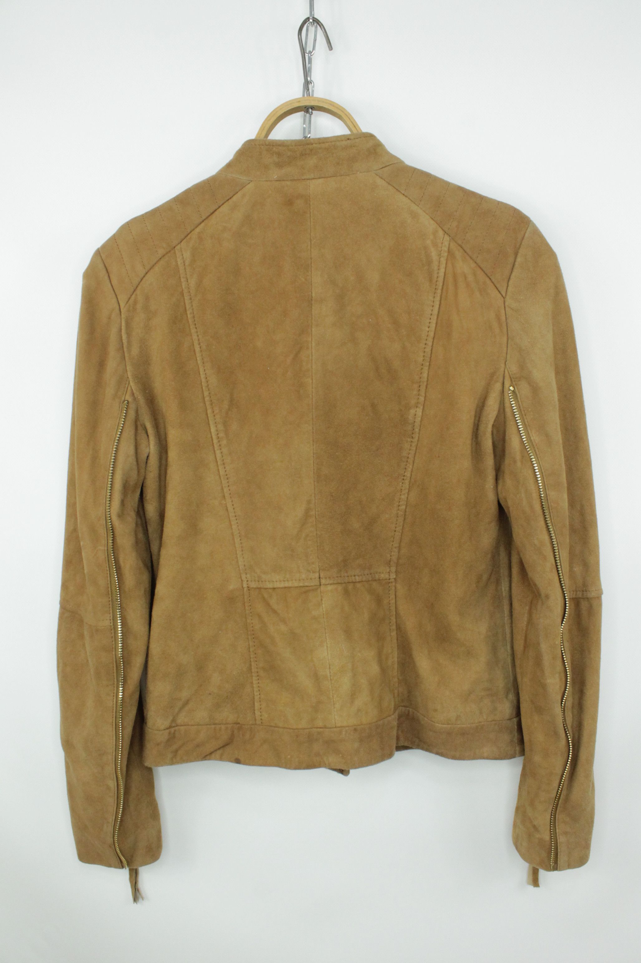 Genuine Leather × Gestuz GESTUZ Joya Goat Suede Camel Leather Biker Jacket Size S / US 4 / IT 40 - 4 Thumbnail