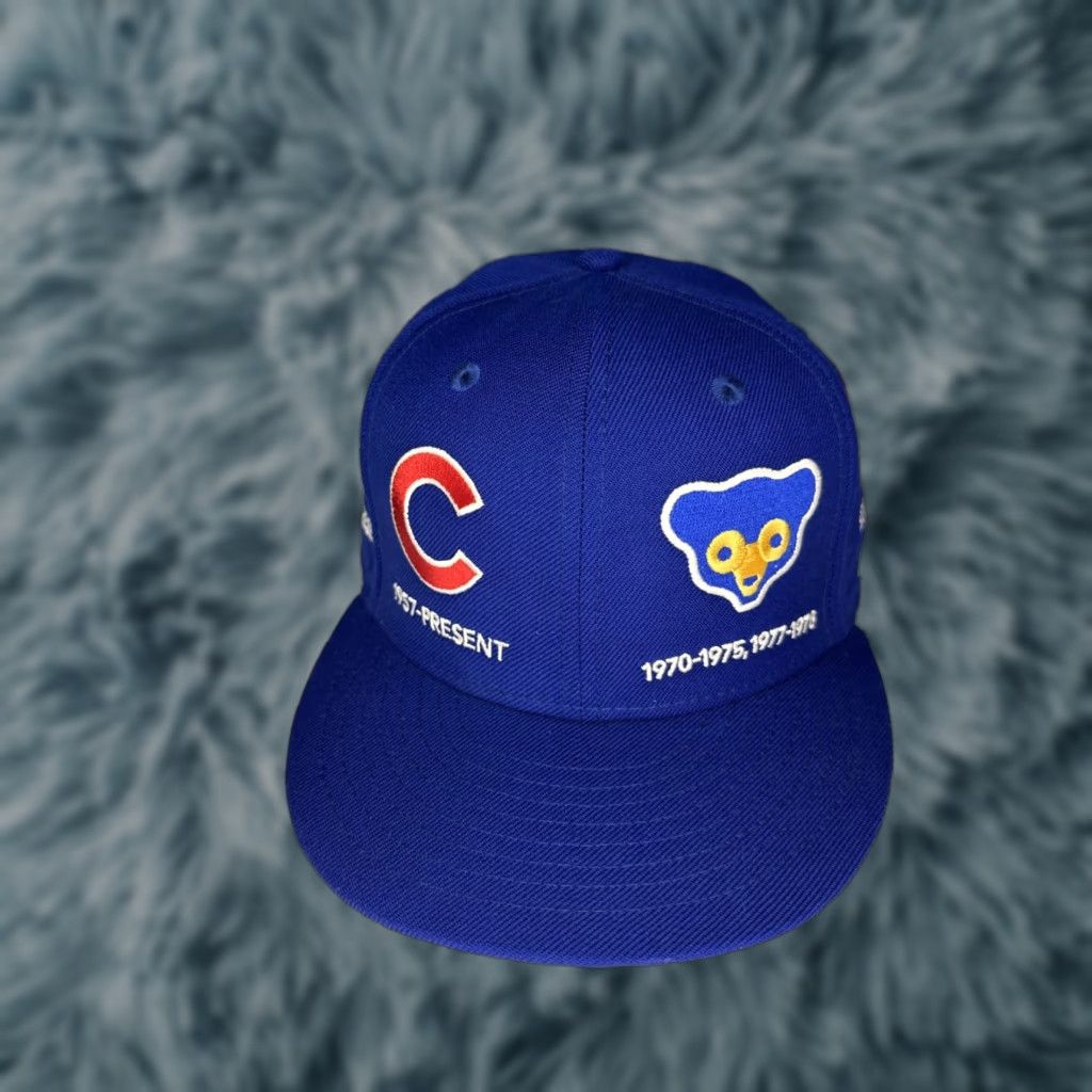 New Era Chicago Cubs New Era Logo Timeline All Over Print Hat Fitted Baseball Cap 7 3/8 Men Blue Baseball Cap 7 3/8? Size ONE SIZE - 1 Thumbnail
