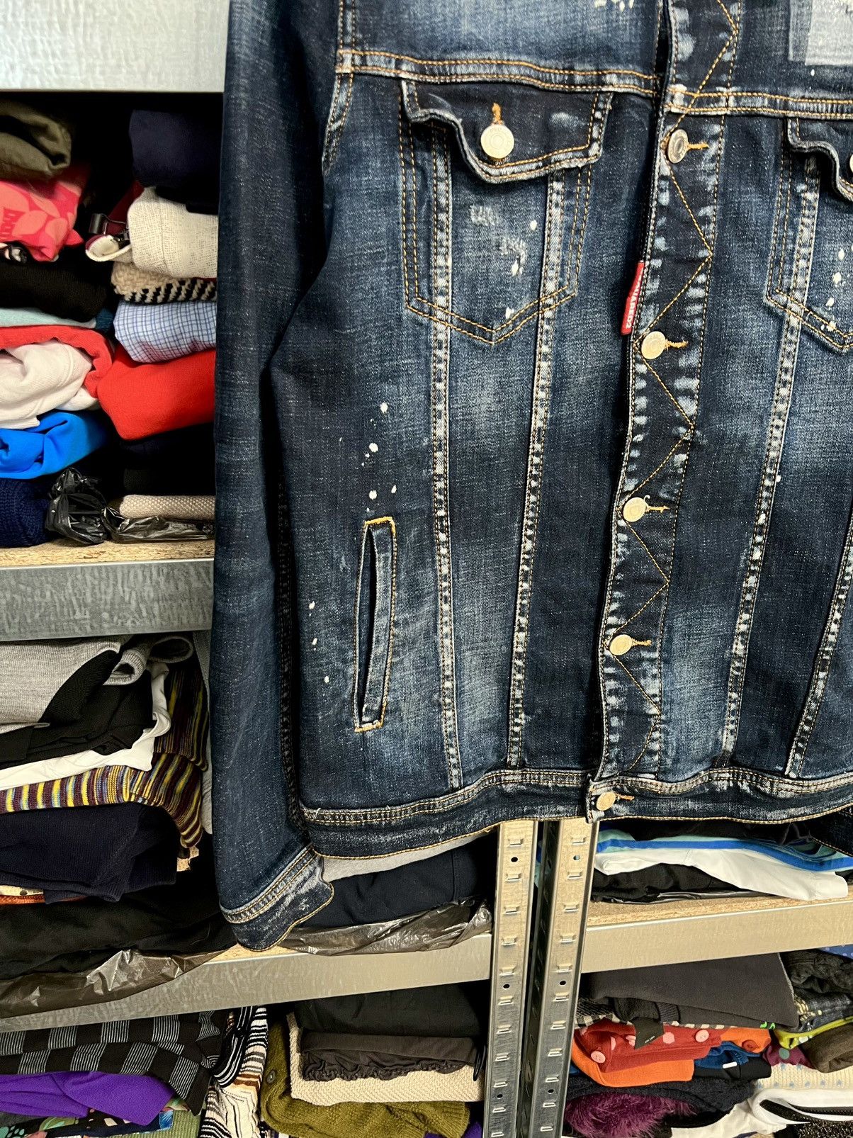Dsquared2 Dsquared2 Mens Denim Jeans Jacket Back Logo Sz 46 Distressed Size US S / EU 44-46 / 1 - 3 Thumbnail