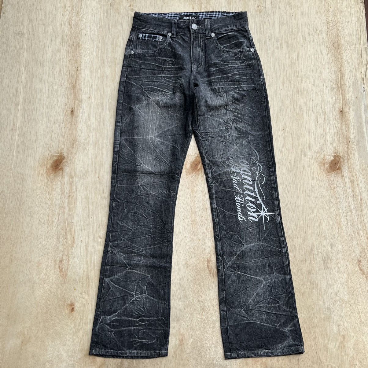 Japanese Brand WILD LIFE DENIM LIGHTHING Y2K SKULL BONES VINTAGE 00s Size US 30 / EU 46 - 1 Thumbnail