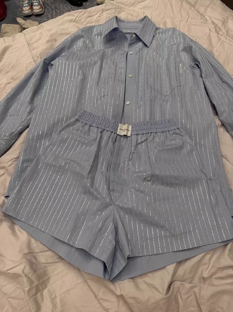 Alexander Wang Alexanderwang Rhinestone Shirt Shorts Set- Size 26" / US 2 / IT 38 - 1 Thumbnail