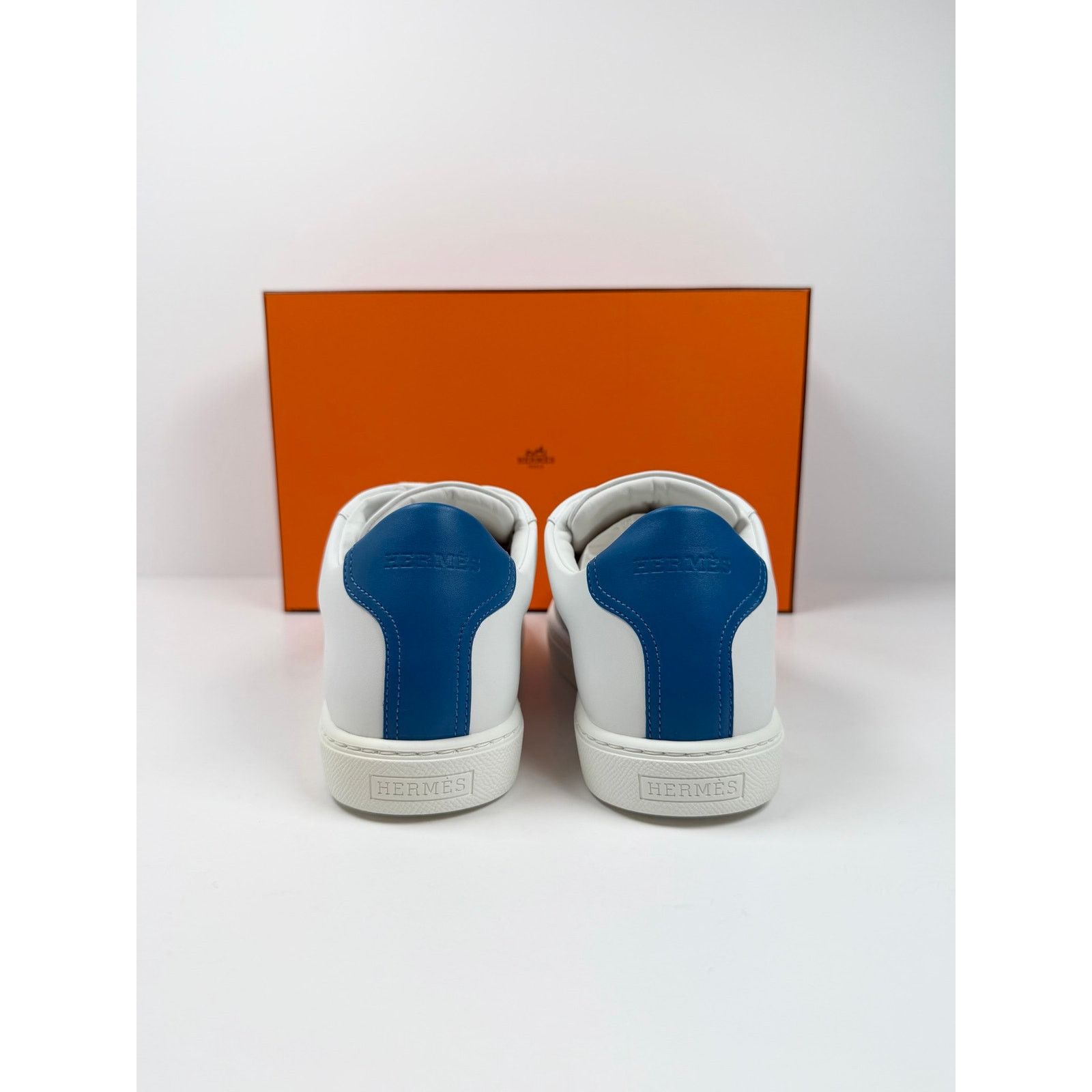 Hermes Size 8.5 - Hermes Advantage White Blue Leather Sneakers NEW Size US 8.5 / EU 41-42 - 5 Thumbnail
