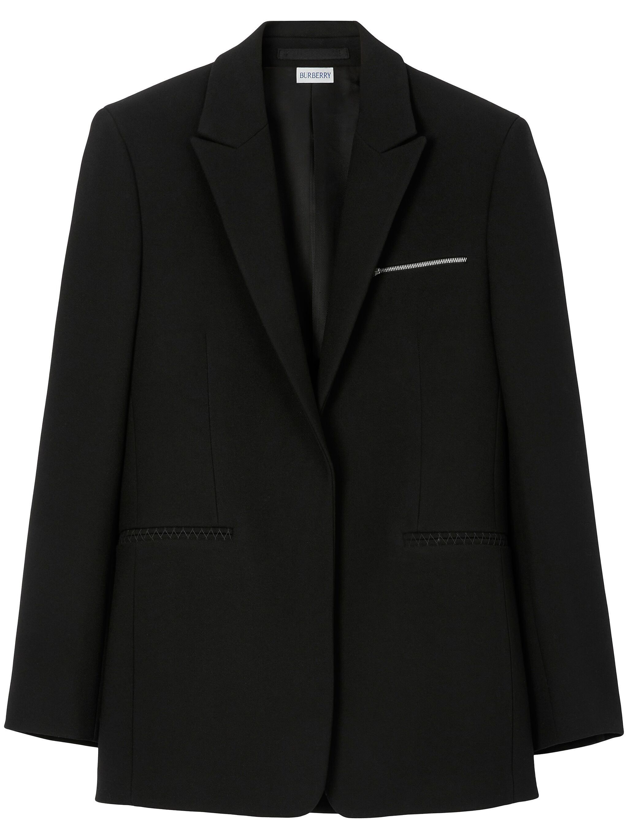 o1w1db10824 Single-Breasted Wool Blazer in Black