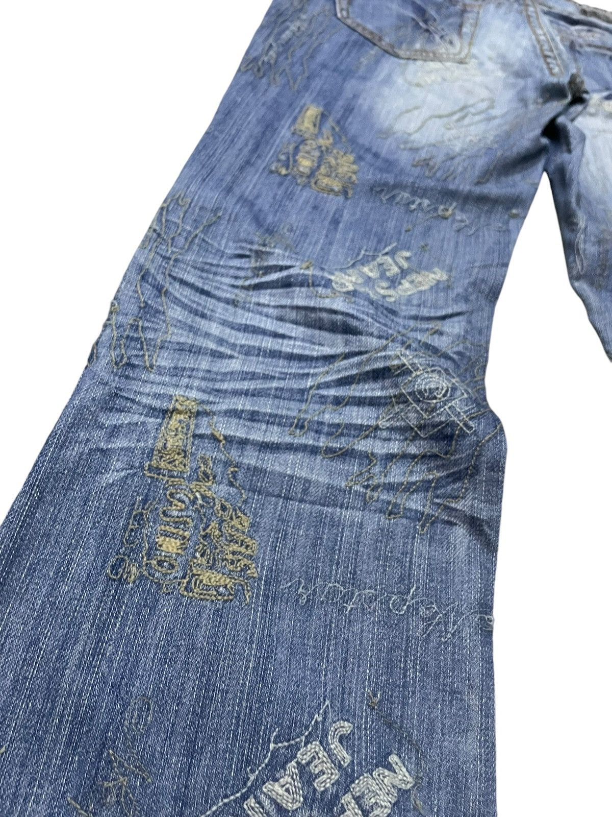 Hysteric Glamour × Japanese Brand Nep Star Japan Embroidery Doodle Heavy Stitch Flare Jeans Size US 30 / EU 46 - 12 Thumbnail