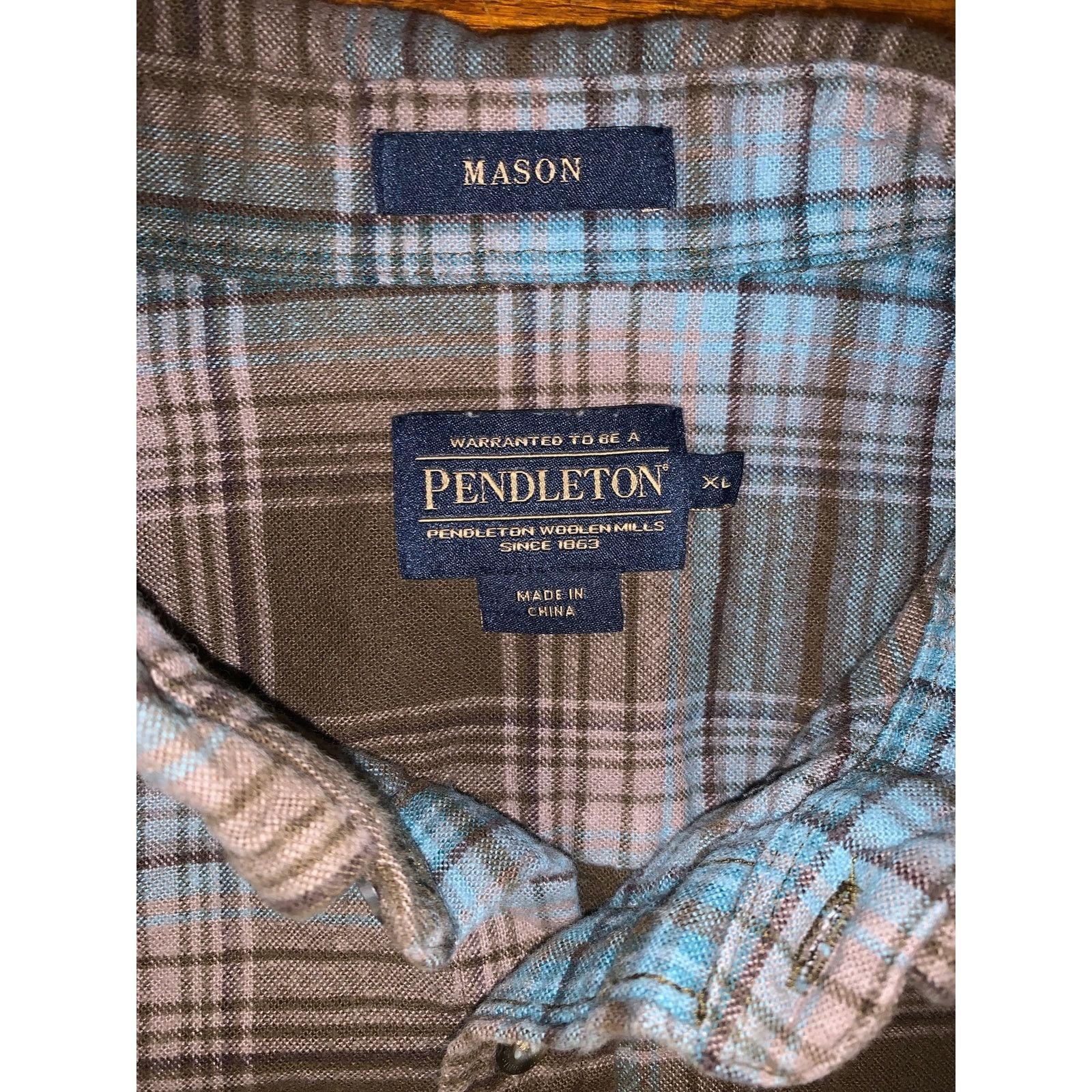 Pendleton Pendleton Plaid Flannel Shirt XL Brown Blue Button Up Mason Size US XL / EU 56 / 4 - 3 Thumbnail