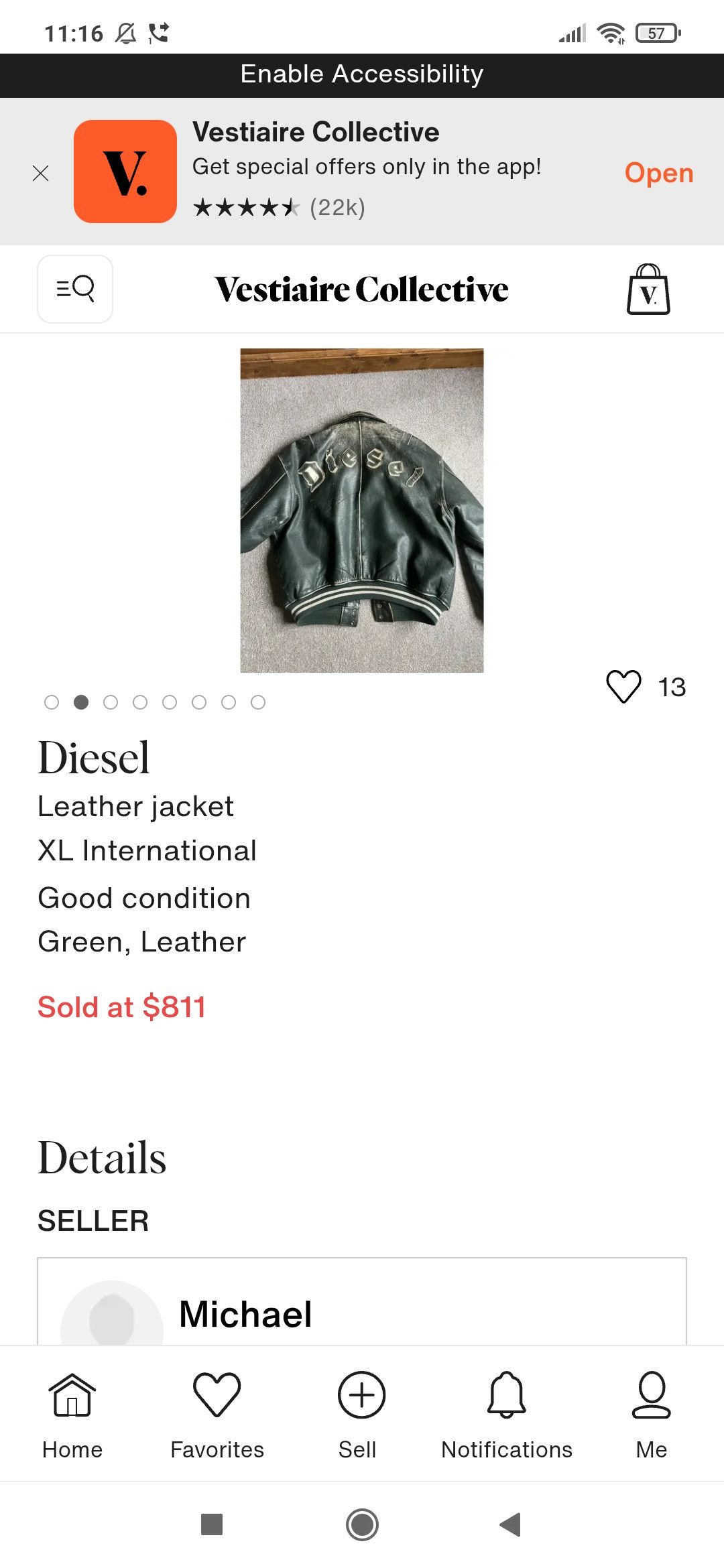 Diesel DIESEL MASTERPIECE LEATHER EMBROIDERY FLYING VARSITY JACKET Size US L / EU 52-54 / 3 - 12 Thumbnail