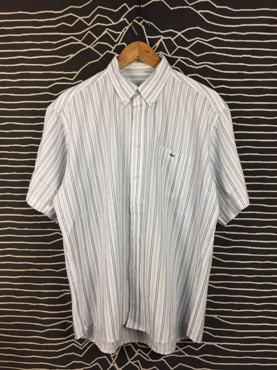 Lacoste Lacoste Embroidered Logo Pinstripe Button Down Shirt Size US XL / EU 56 / 4 - 1 Thumbnail