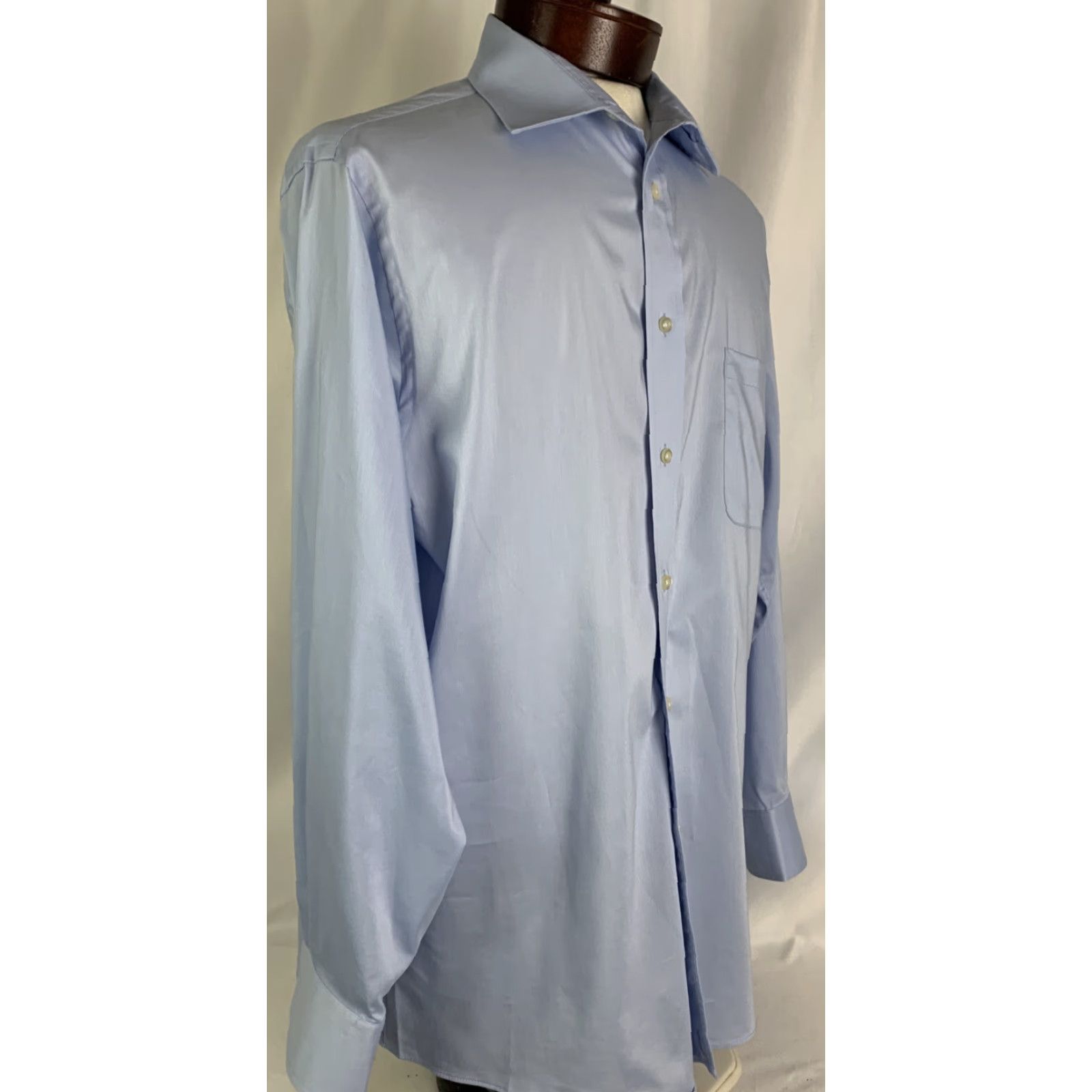 Chaps Chaps Dress Shirt 16 32/33 Men's Blue Comfort Stretch Wrinkle Free Regular Fit Size 42R - 4 Thumbnail