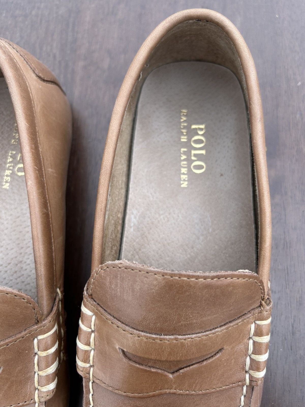 Ralph Lauren Wes Polo Tan Smooth Pull Up Leather 9.5 D Size US 9.5 / EU 42-43 - 2 Thumbnail