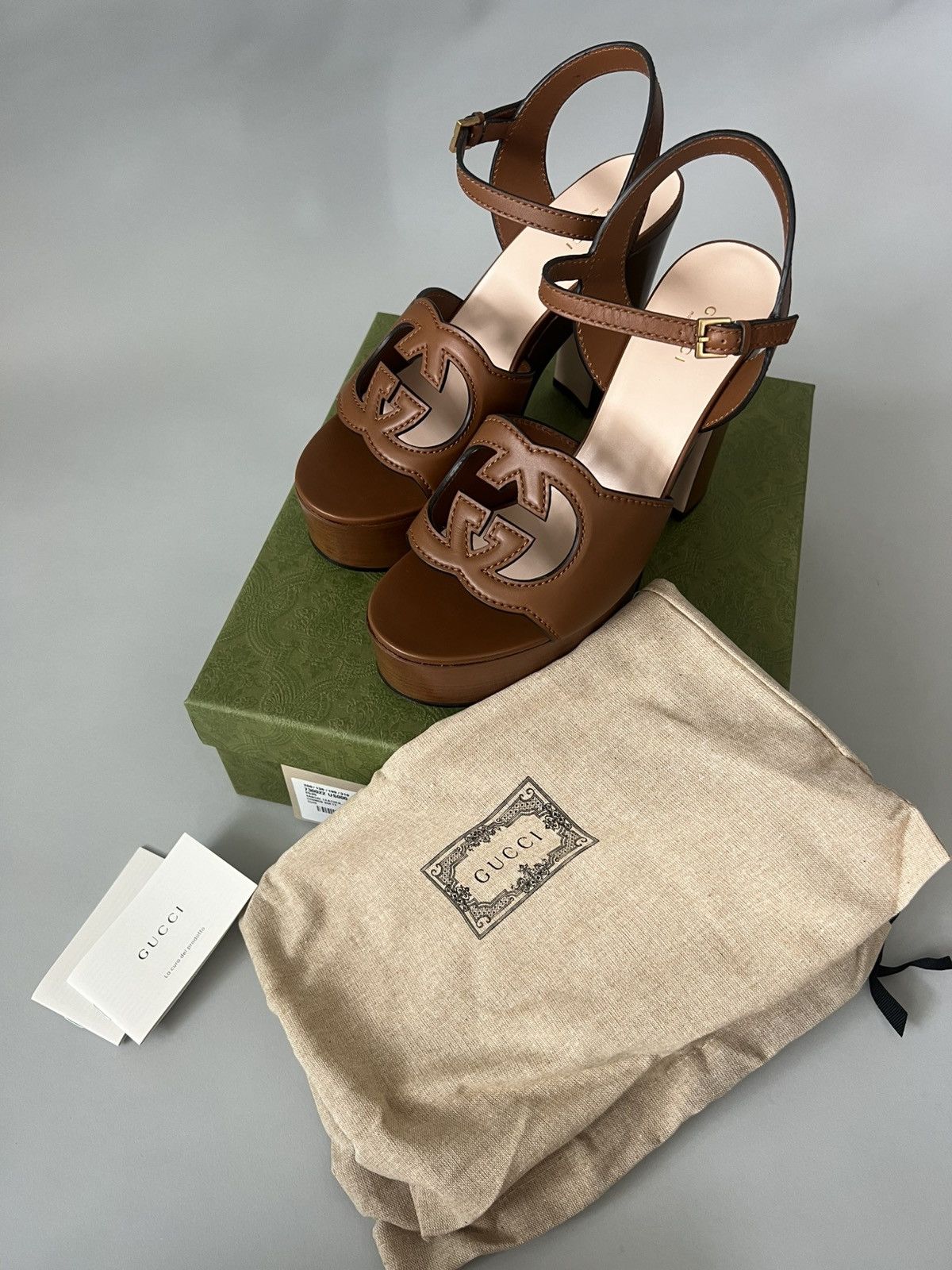 Gucci Interlocking G leather sandals in brown Size US 10.5 / IT 40.5 - 6 Thumbnail