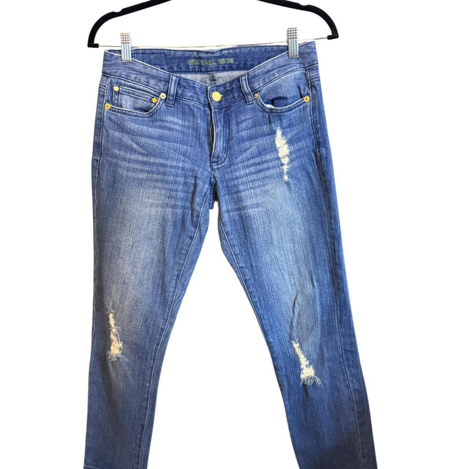 Michael Kors Michael Kors Distressed Straight Leg Jeans Size 0 Size 25" / US 0 / IT 36 - 1 Thumbnail