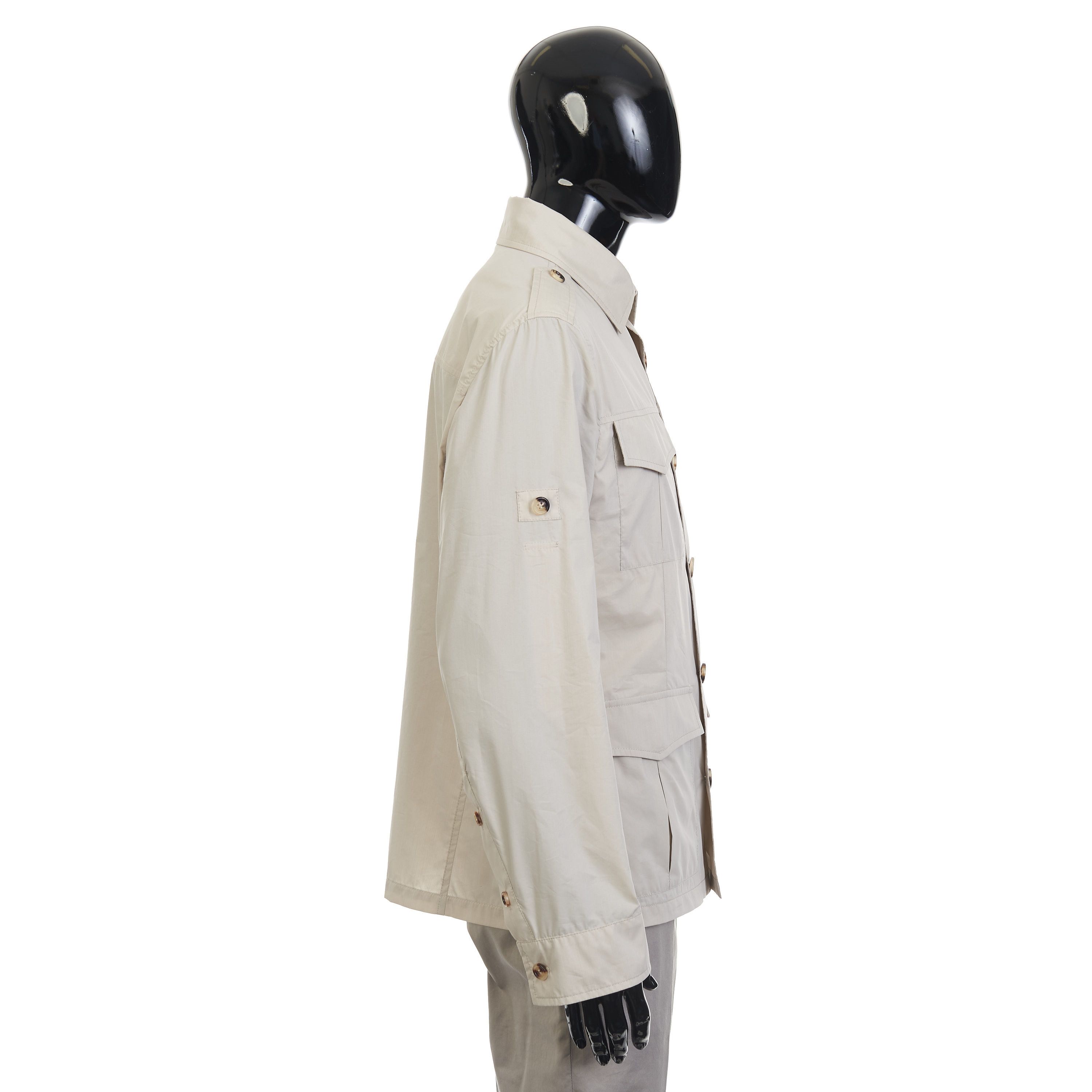 Brunello Cucinelli Light Beige Waterproof Jacket - Cotton Canvas, Multi Pockets Size US L / EU 52-54 / 3 - 7 Thumbnail