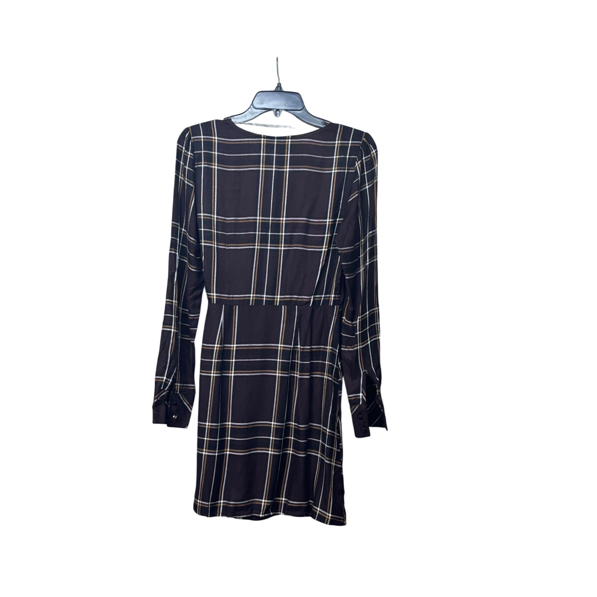 Sanctuary SANCTUARY Upbeat Faux-Wrap Long Sleeved Plaid Dress, Brown, Size M / US 6-8 / IT 42-44 - 11 Thumbnail