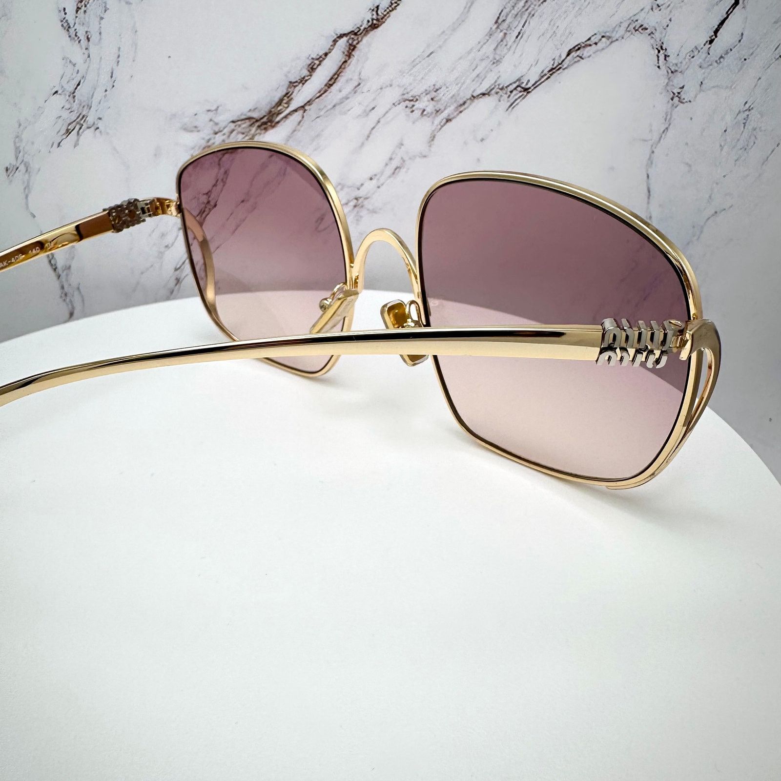 Miu Miu MIU MIU Sunglasses Gold Metal Square Oversized Gradient Lens Size ONE SIZE - 15 Thumbnail