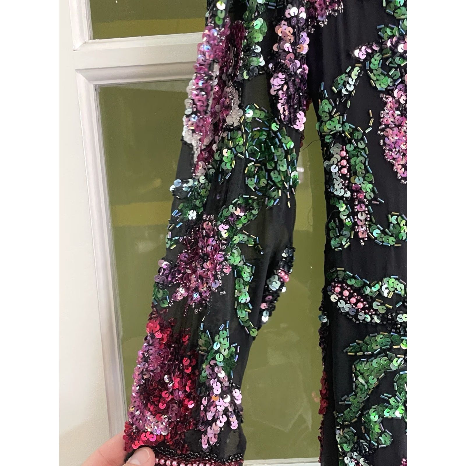 Industrie VINTAGE He-Ro Dress Sequin Long Sleeve Midi Black Size 8 Women - Vintage Black Tie By He-Ro Industries Dress Sequin Jeweled Long Sleeve Sz 8 Size M / US 6-8 / IT 42-44 - 3 Thumbnail