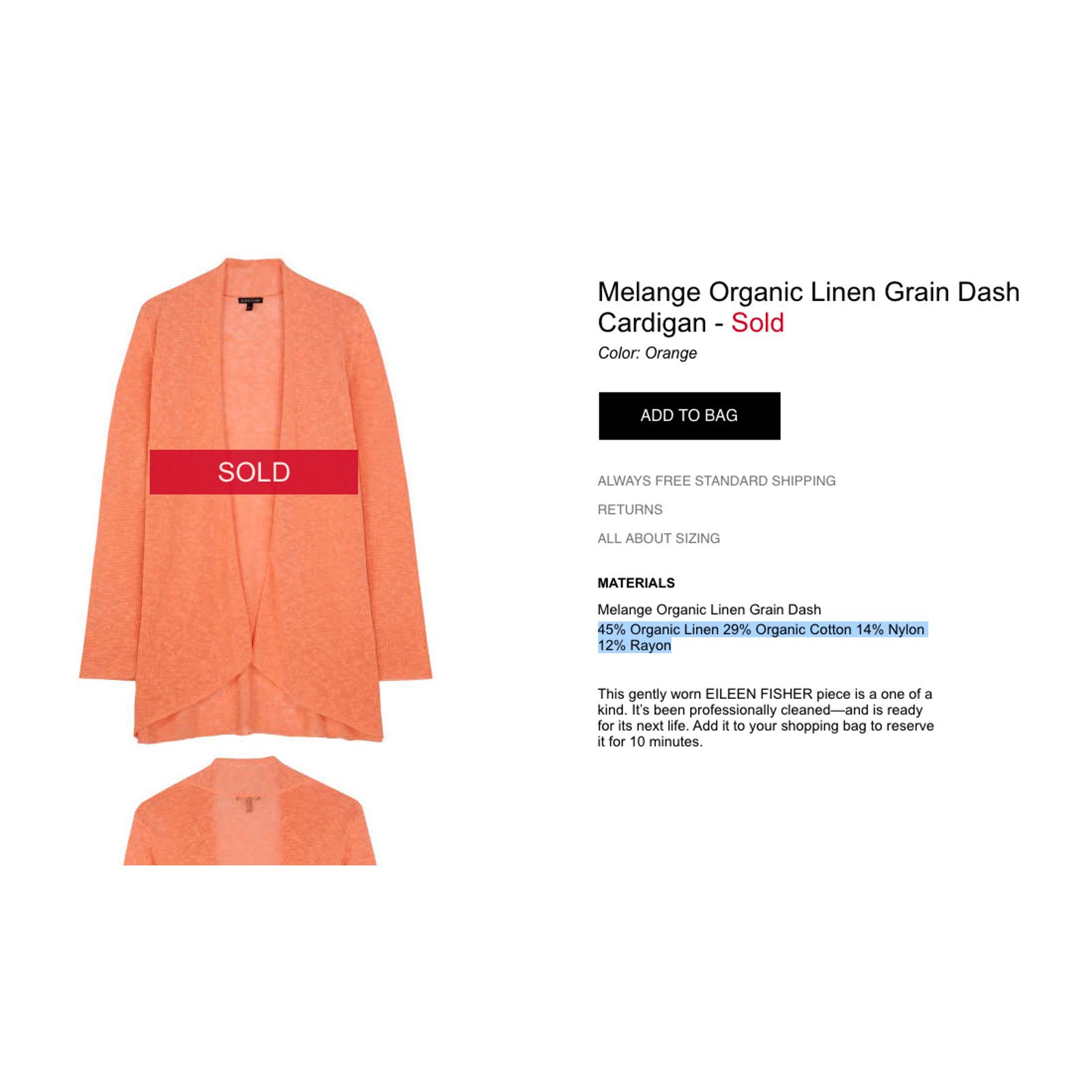 Eileen Fisher Eileen Fisher Organic Linen Melange Cardigan Orange Open S Size S / US 4 / IT 40 - 7 Thumbnail