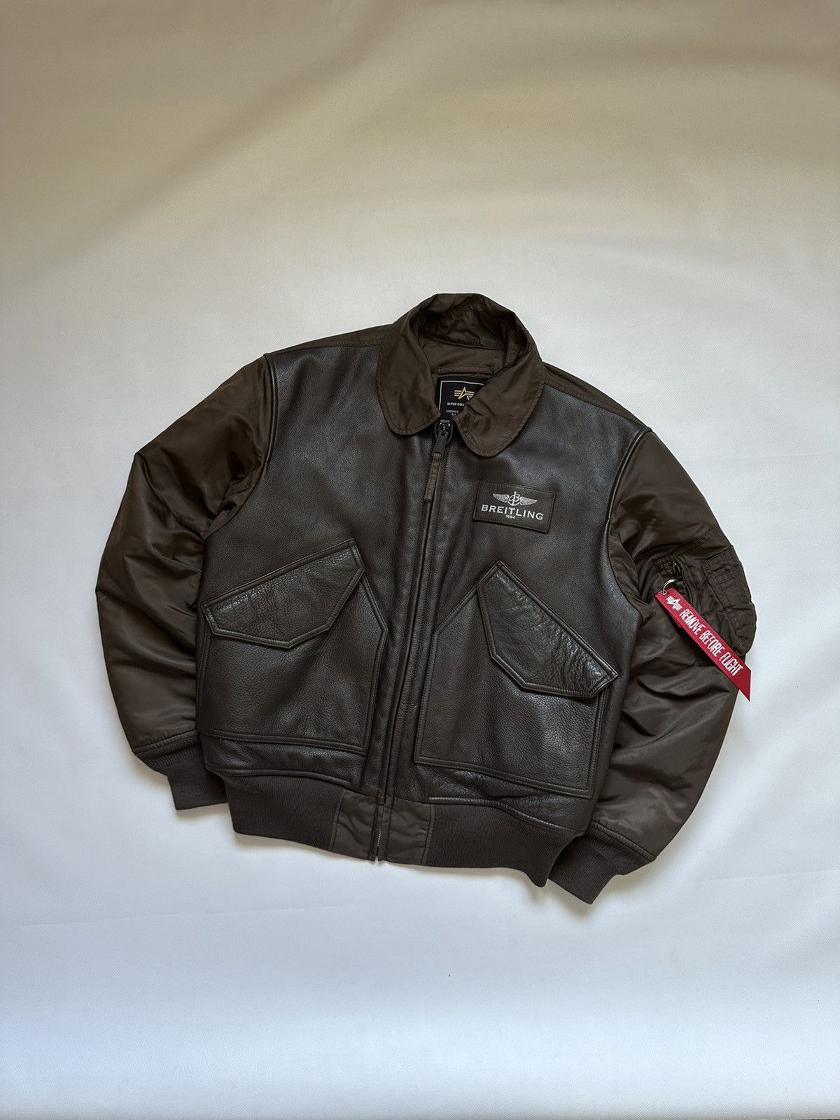 Breitling Alpha Industries Leather Jacket Medium