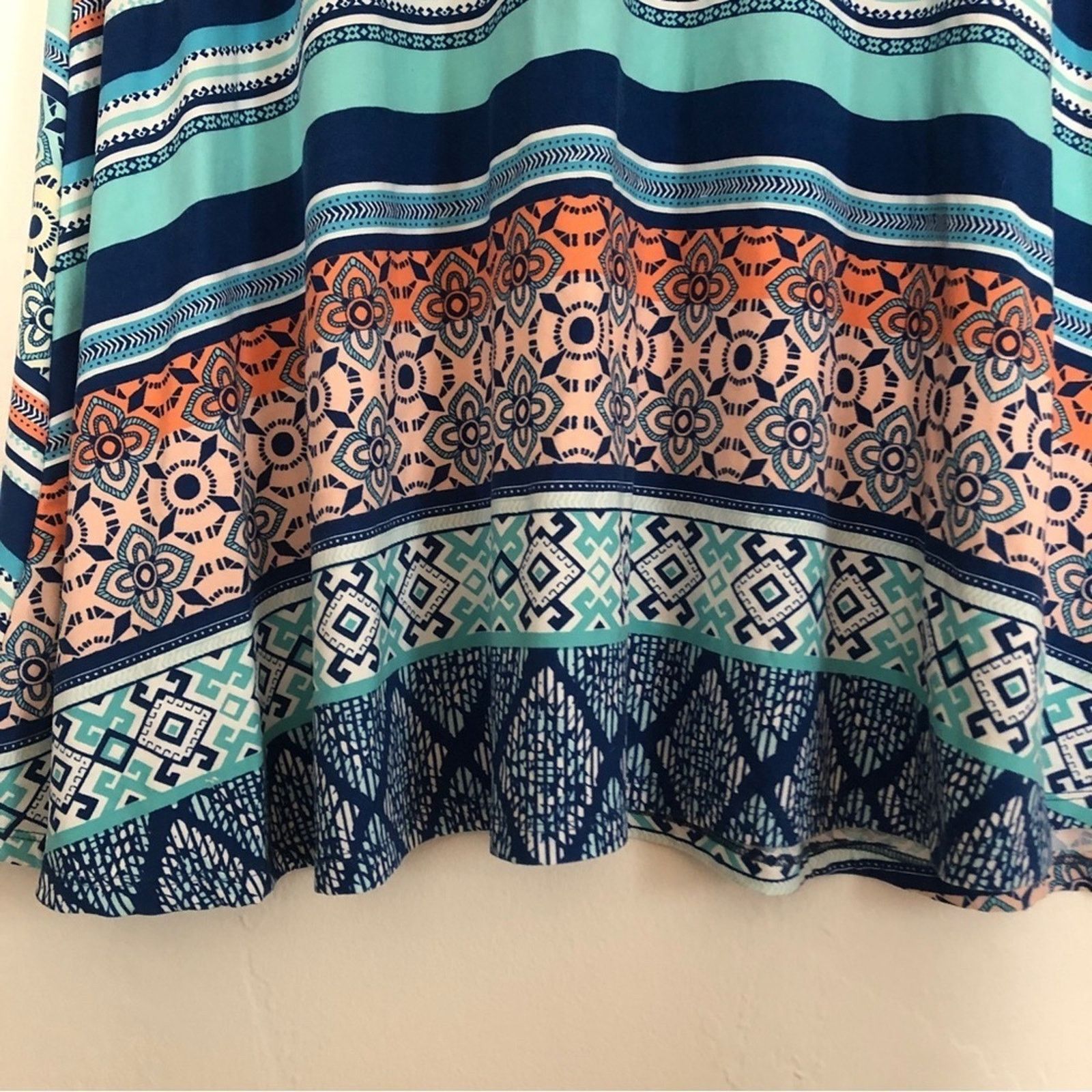 Other Planet Gold Blue Multicolor Geometric Stripes Tank Top Dress Size M / US 6-8 / IT 42-44 - 3 Thumbnail