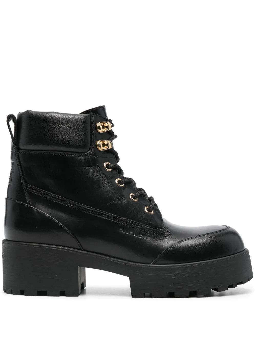 o1w1db10525 Trekker Leather Lace-Up Hiker Boots in Black