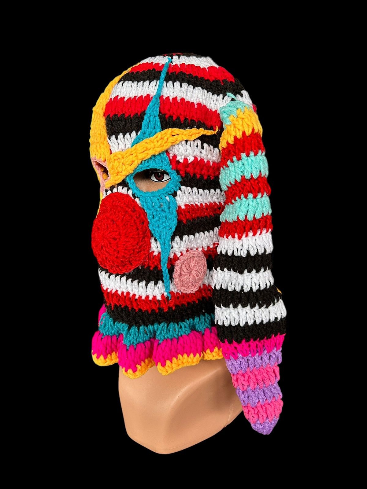 Japanese Brand × Kapital × Vintage Rare Crochet Knitted Handmade Balaclava Masked Size ONE SIZE - 3 Thumbnail
