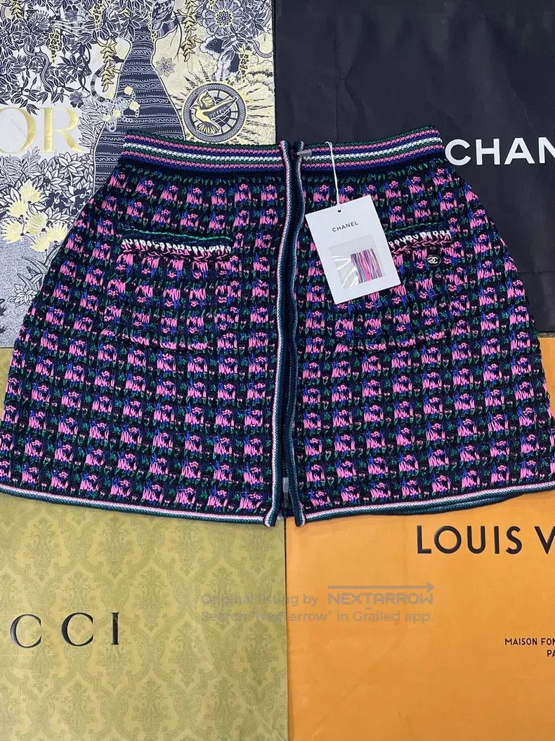 Chanel Colourful woven zipper skirt