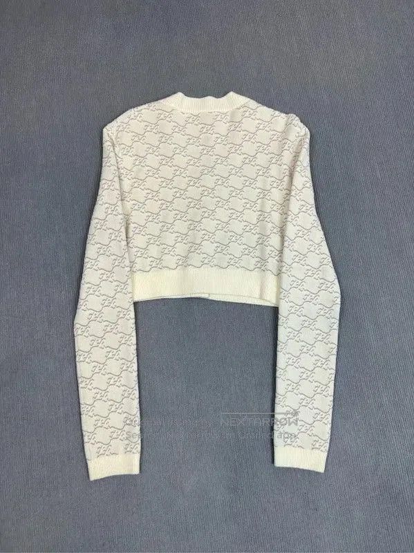 Fendi Fendi White Cropped Wool Knitted Sweater . Size M / US 6-8 / IT 42-44 - 2 Thumbnail